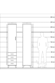 Hyperion Dolap 2 Raflı 4 Çekmeceli Tek Askılı 44x44x221 - S61M030V7B
