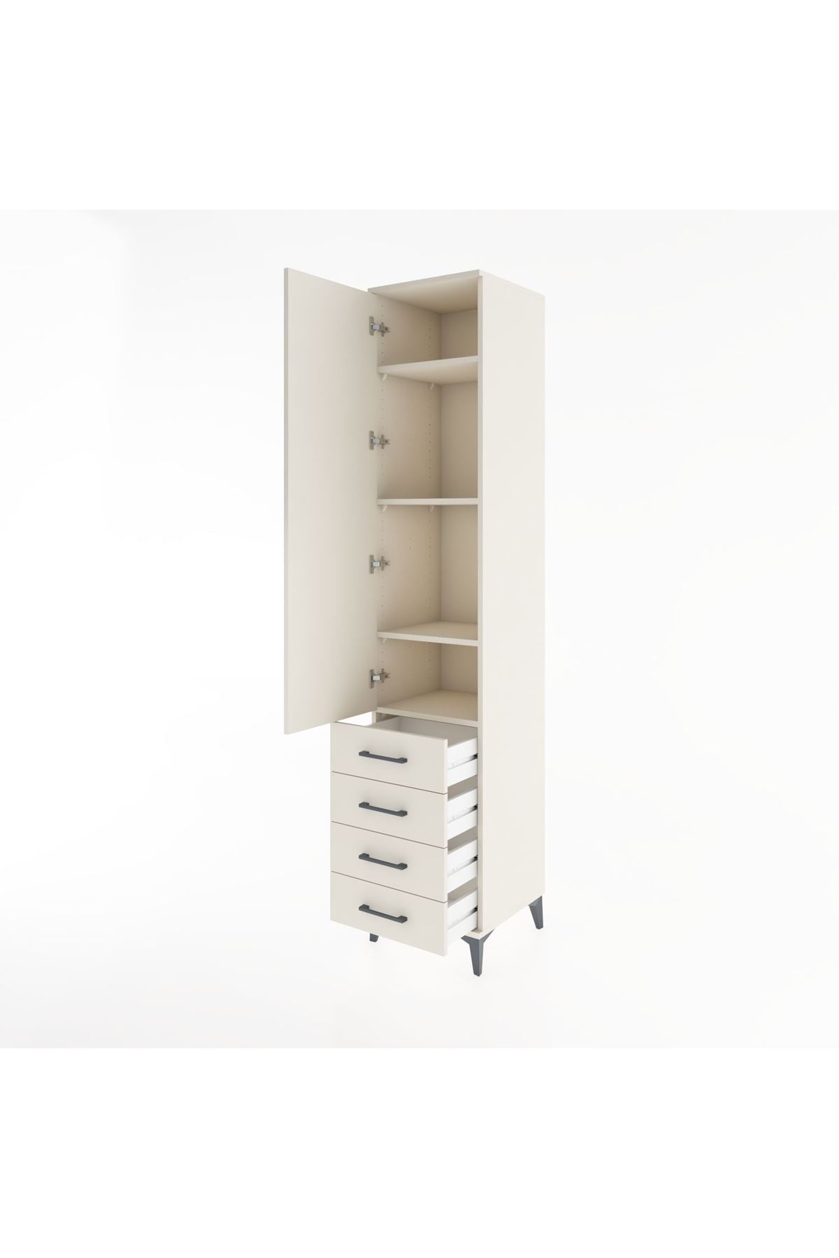 Hyperion Dolap 4 Raflı 4 Çekmeceli Tek Kapaklı 44x44x221 - S61M031V1B