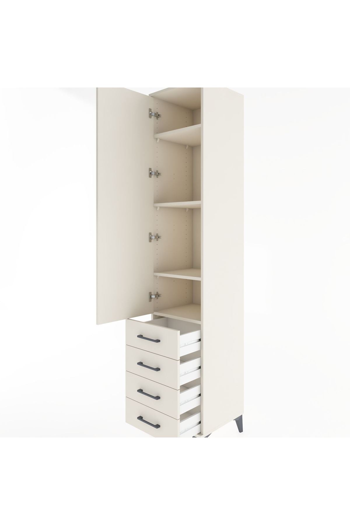 Hyperion Dolap 4 Raflı 4 Çekmeceli Tek Kapaklı 44x44x221 - S61M031V1B
