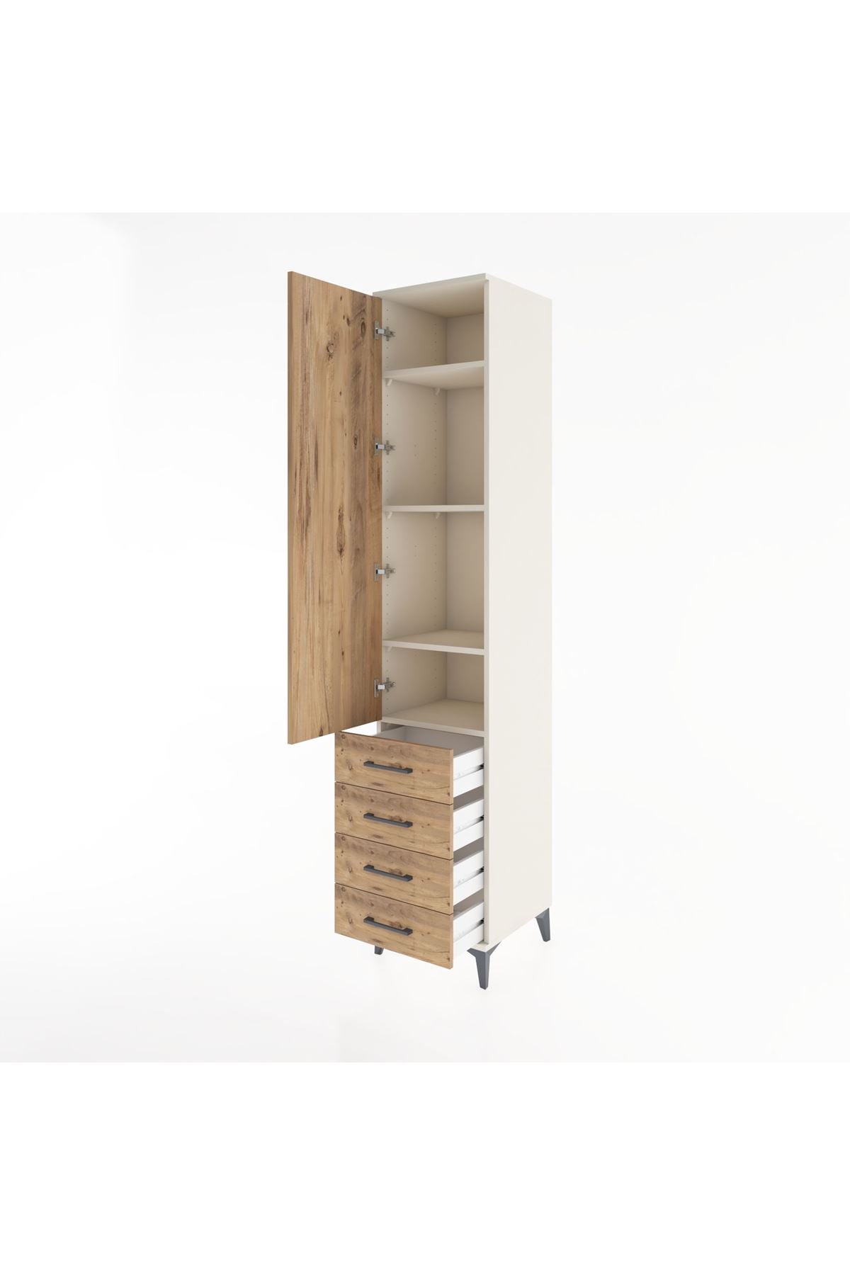 Hyperion Dolap 4 Raflı 4 Çekmeceli Tek Kapaklı 44x44x221 - S61M031V3B