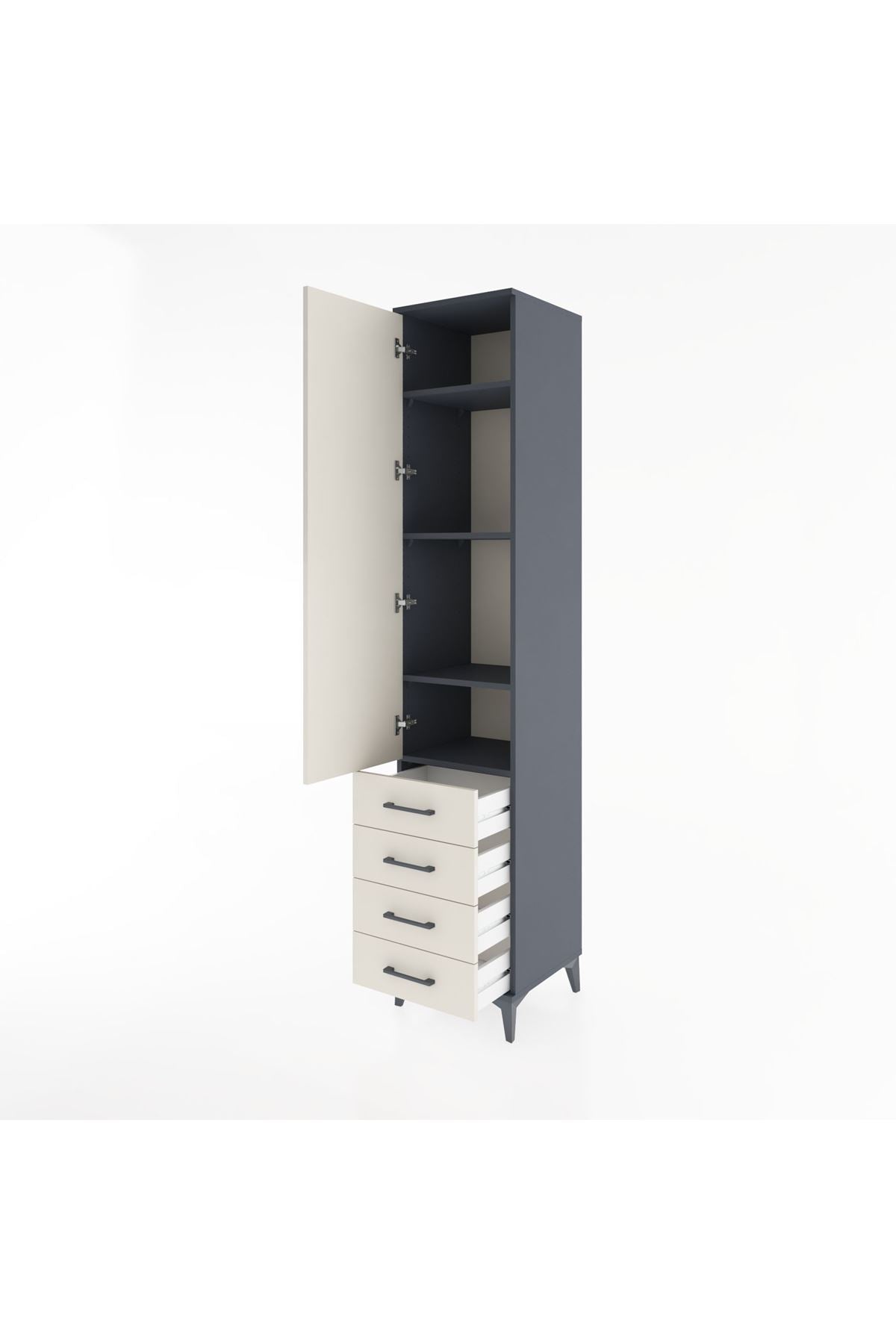 Hyperion Dolap 4 Raflı 4 Çekmeceli Tek Kapaklı 44x44x221 - S61M031V4B