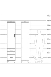 Hyperion Dolap 2 Raflı 3 Çekmeceli Tek Askılı 44x44x221 - S61M033V1B