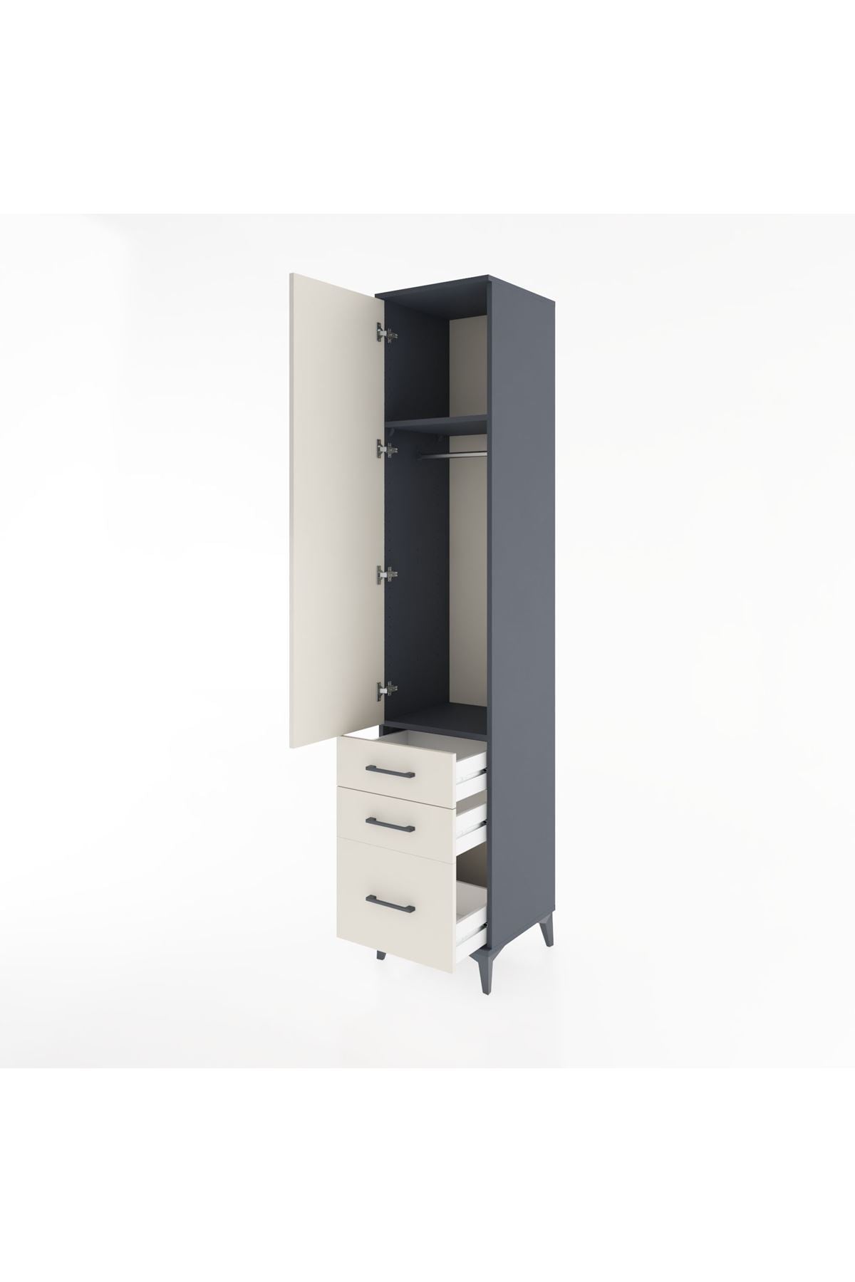 Hyperion Dolap 2 Raflı 3 Çekmeceli Tek Askılı 44x44x221 - S61M033V4B