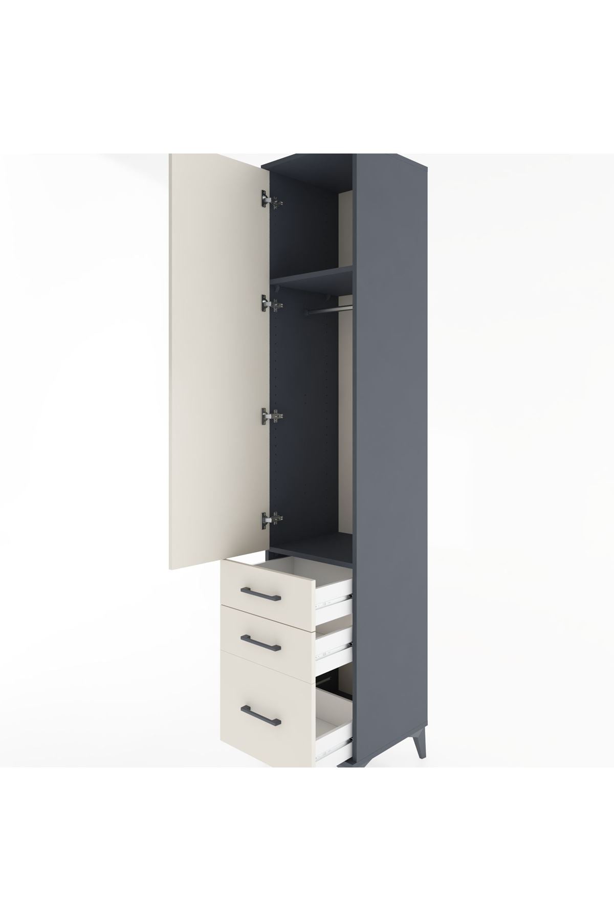 Hyperion Dolap 2 Raflı 3 Çekmeceli Tek Askılı 44x44x221 - S61M033V4B