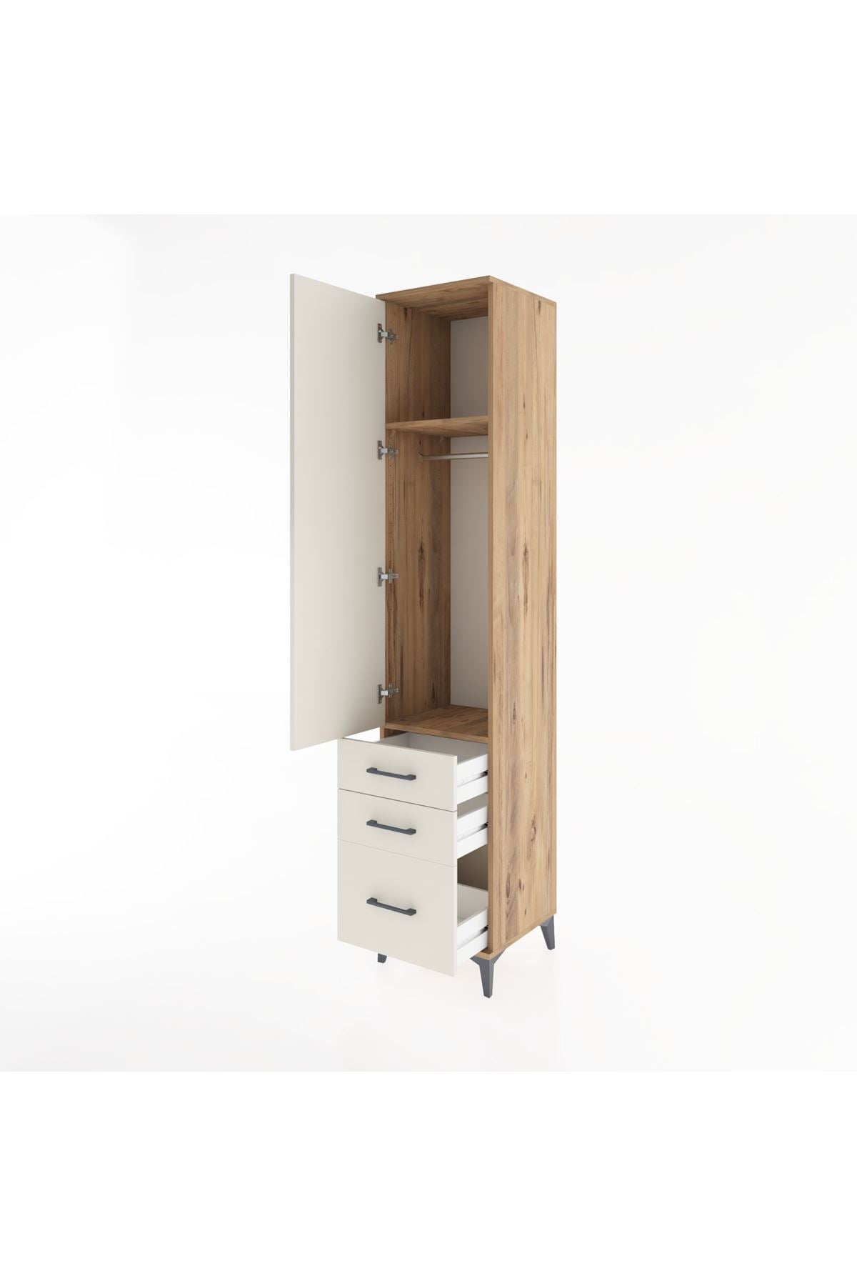 Hyperion Dolap 2 Raflı 3 Çekmeceli Tek Askılı 44x44x221 - S61M033V7B