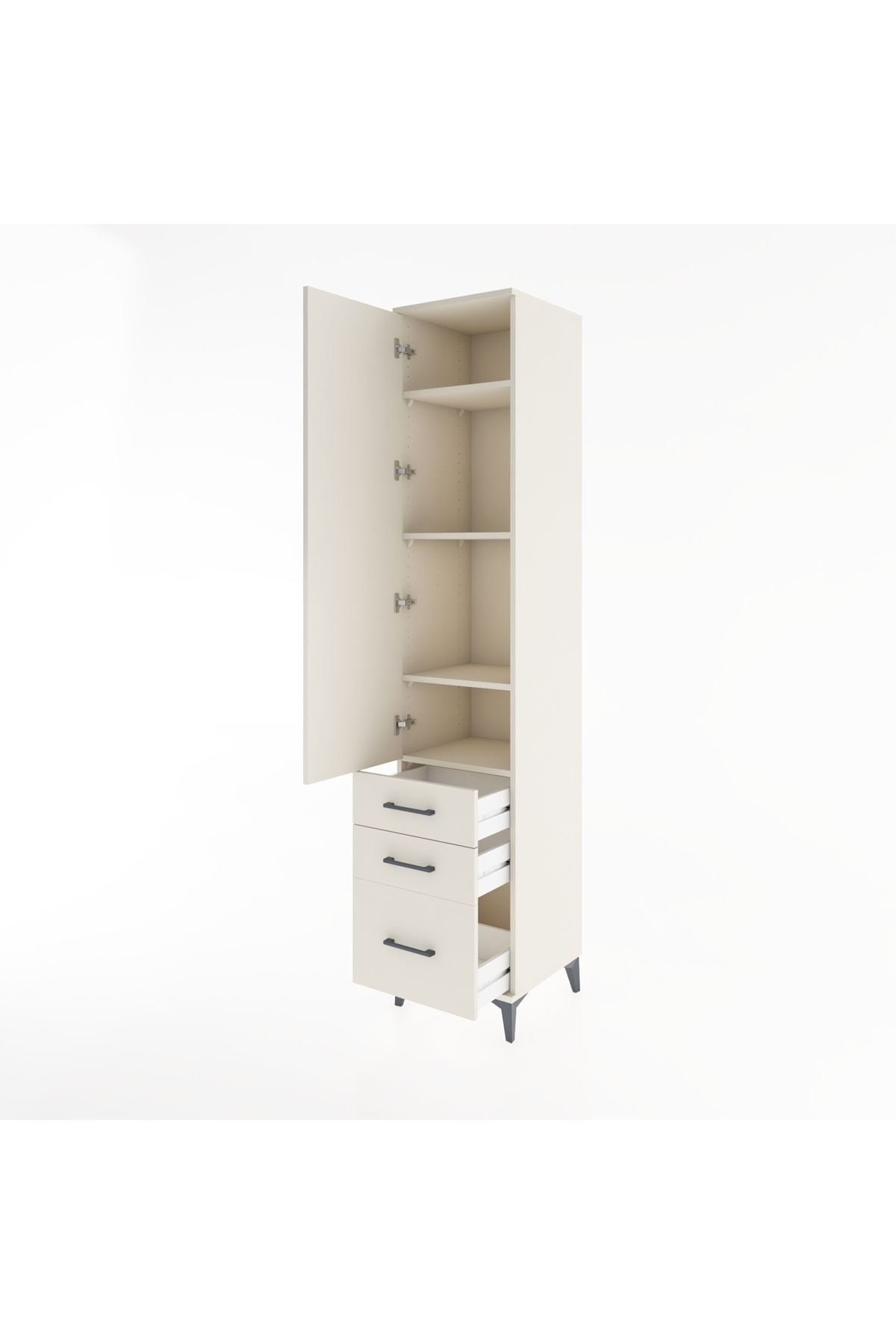 Hyperion Dolap 4 Raflı 3 Çekmeceli Tek Kapaklı 44x44x221 - S61M034V1B
