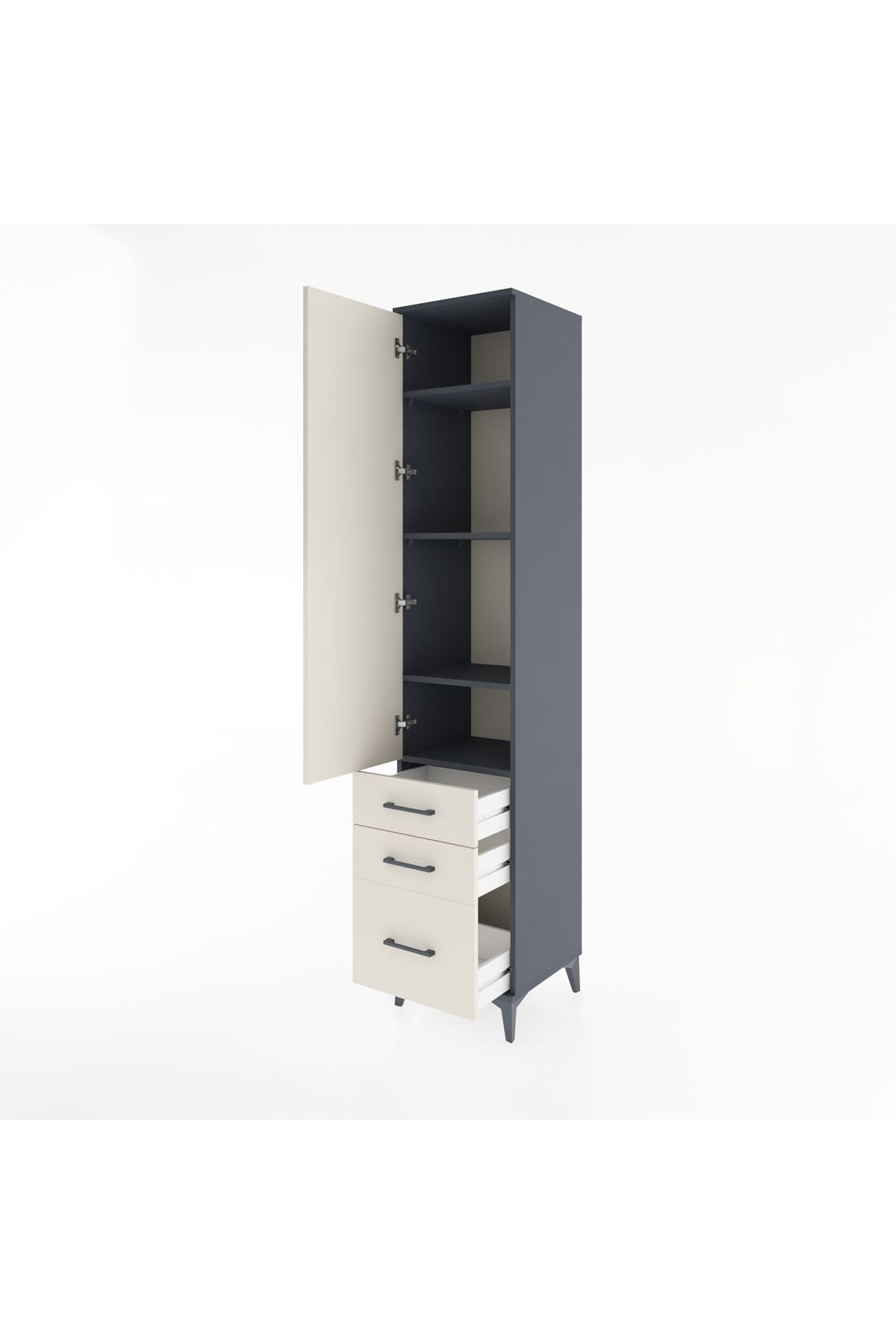 Hyperion Dolap 4 Raflı 3 Çekmeceli Tek Kapaklı 44x44x221 - S61M034V4B