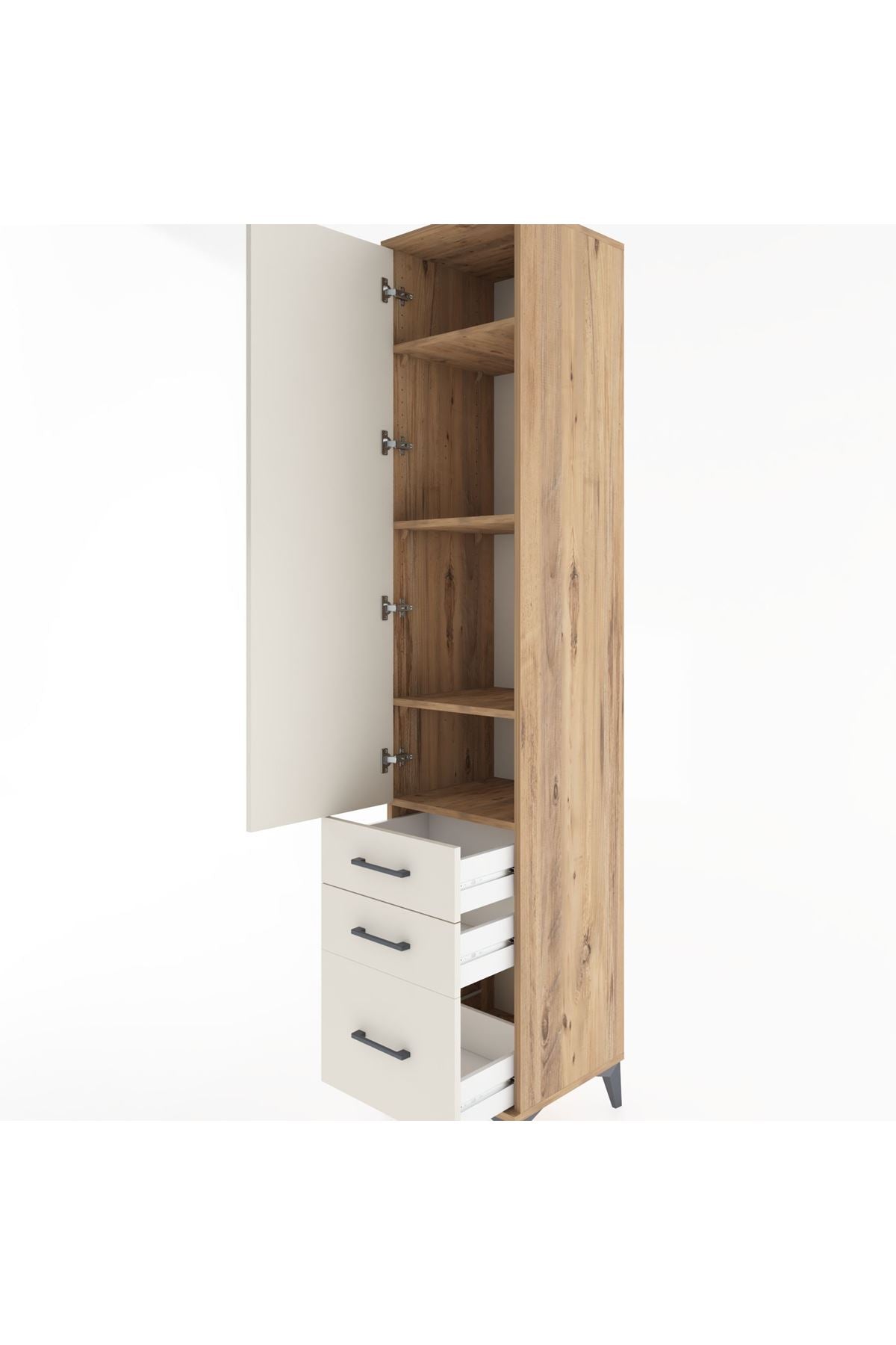 Hyperion Dolap 4 Raflı 3 Çekmeceli Tek Kapaklı 44x44x221 - S61M034V7B