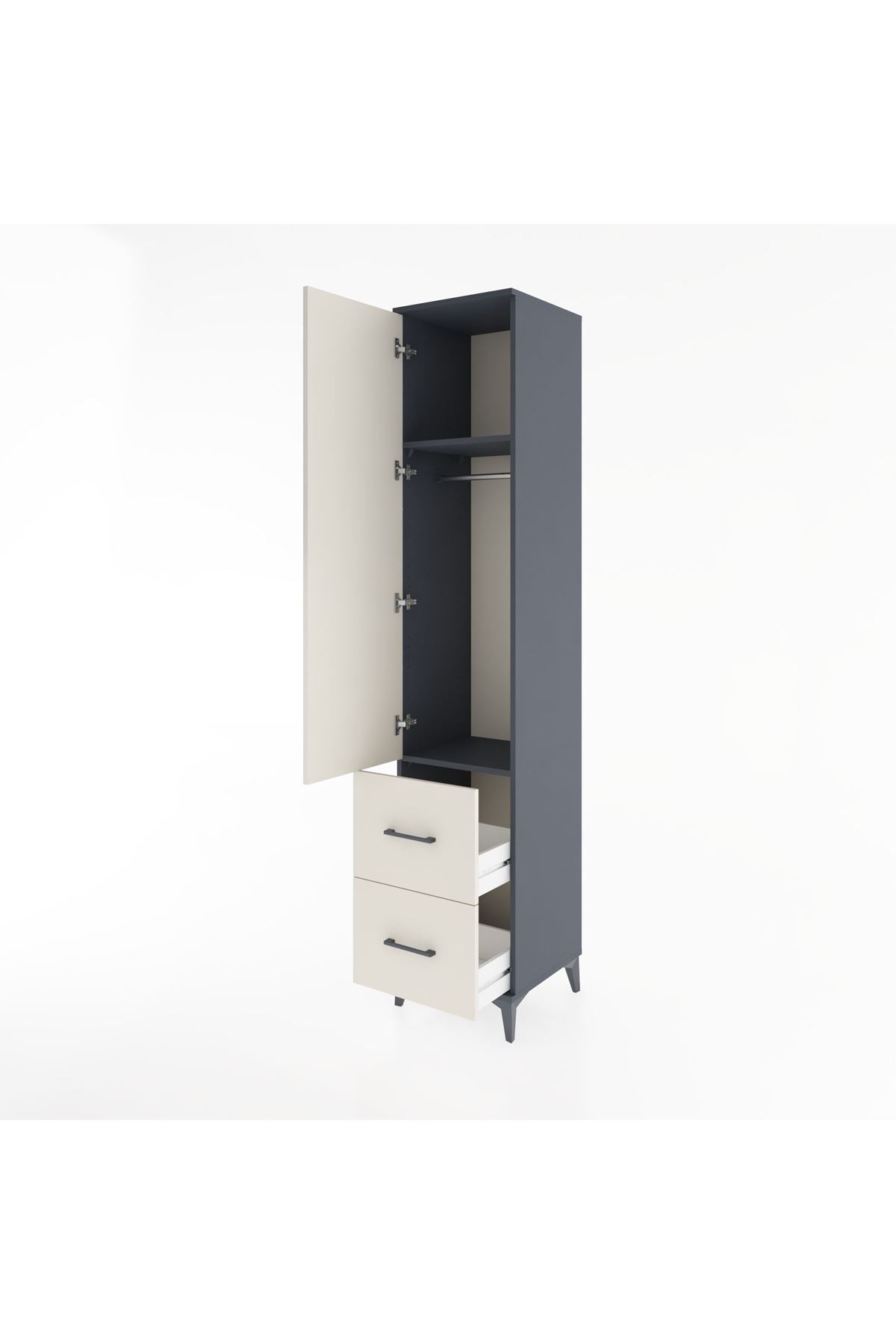 Hyperion Dolap 2 Raflı 2 Çekmeceli Tek Askılı 44x44x221 - S61M036V4B