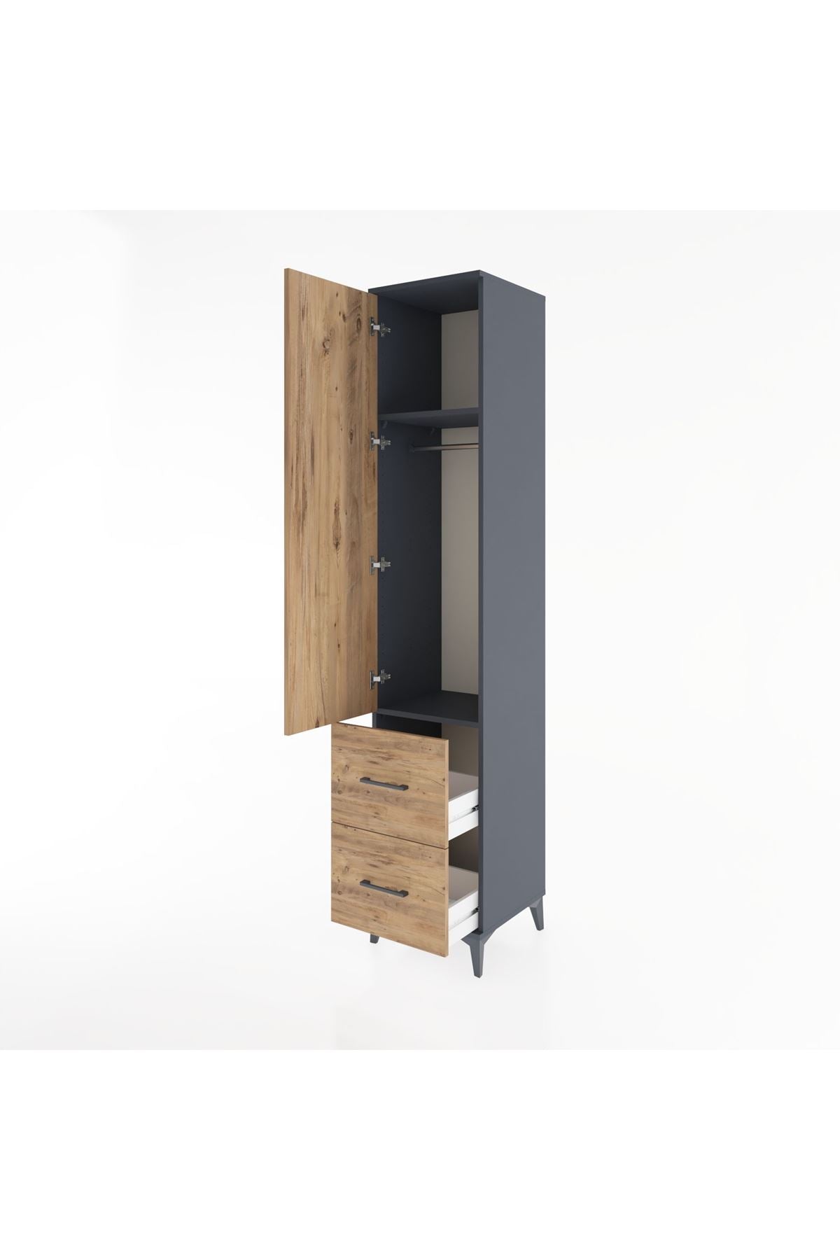 Hyperion Dolap 2 Raflı 2 Çekmeceli Tek Askılı 44x44x221 - S61M036V6B