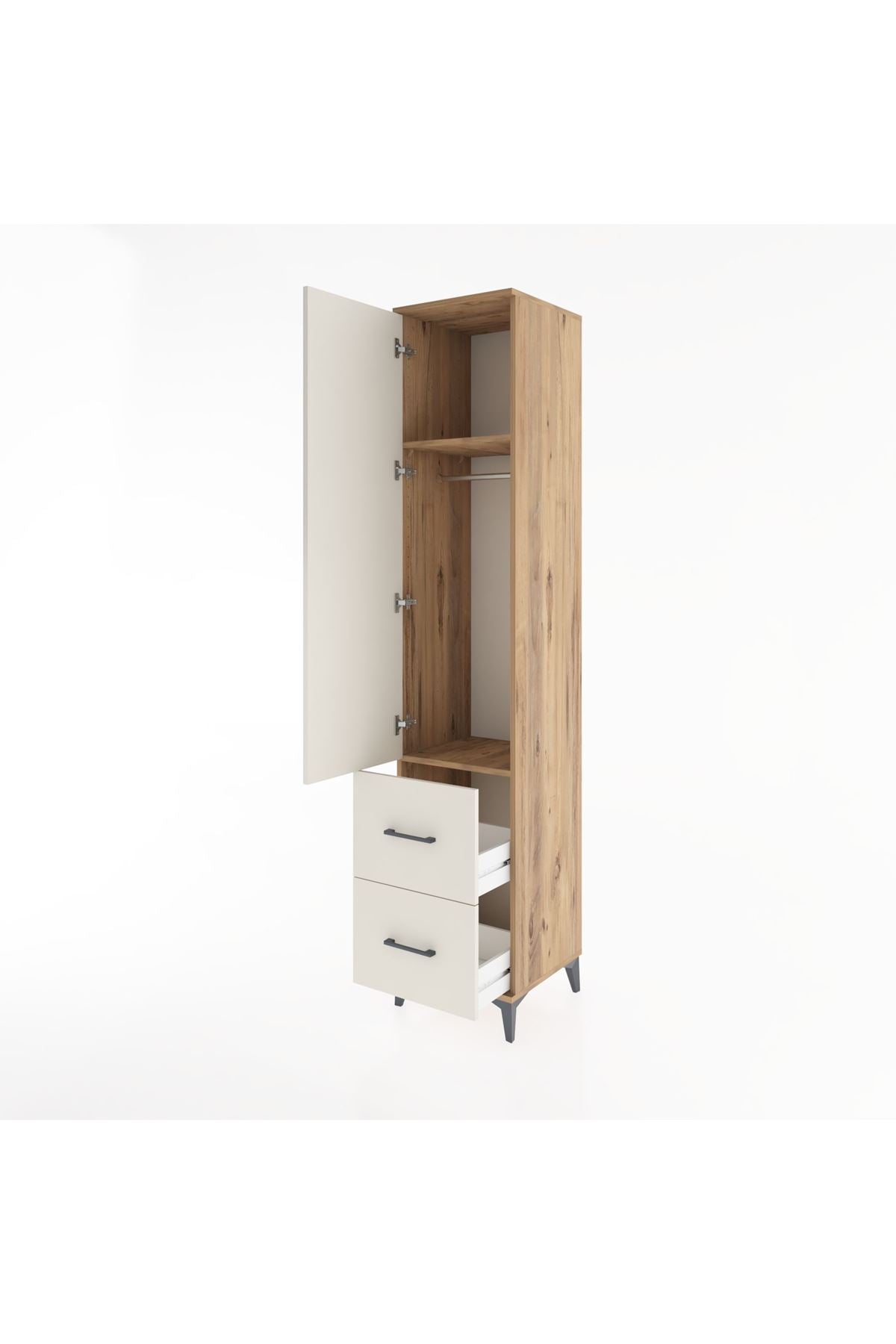 Hyperion Dolap 2 Raflı 2 Çekmeceli Tek Askılı 44x44x221 - S61M036V7B