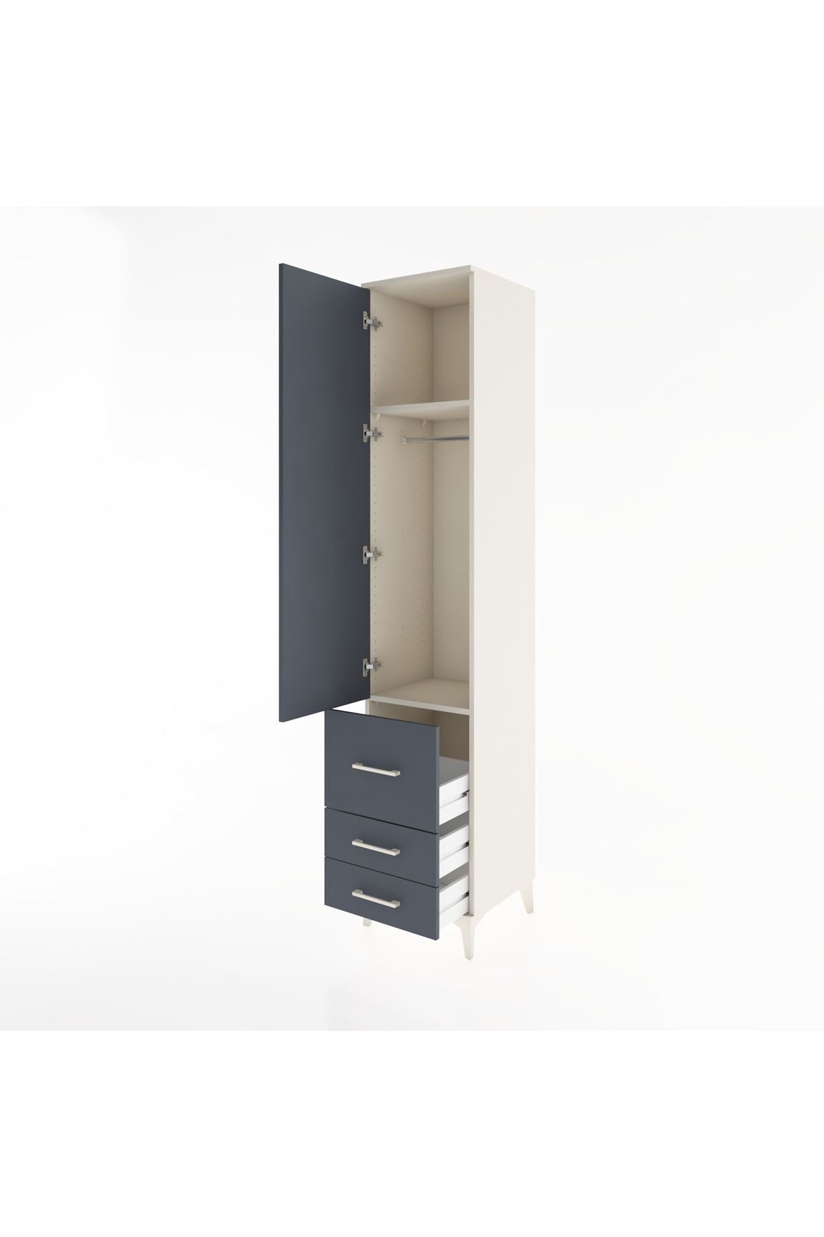 Hyperion Dolap 2 Raflı 3 Çekmeceli Tek Askılı 44x44x221 - S61M039V2B