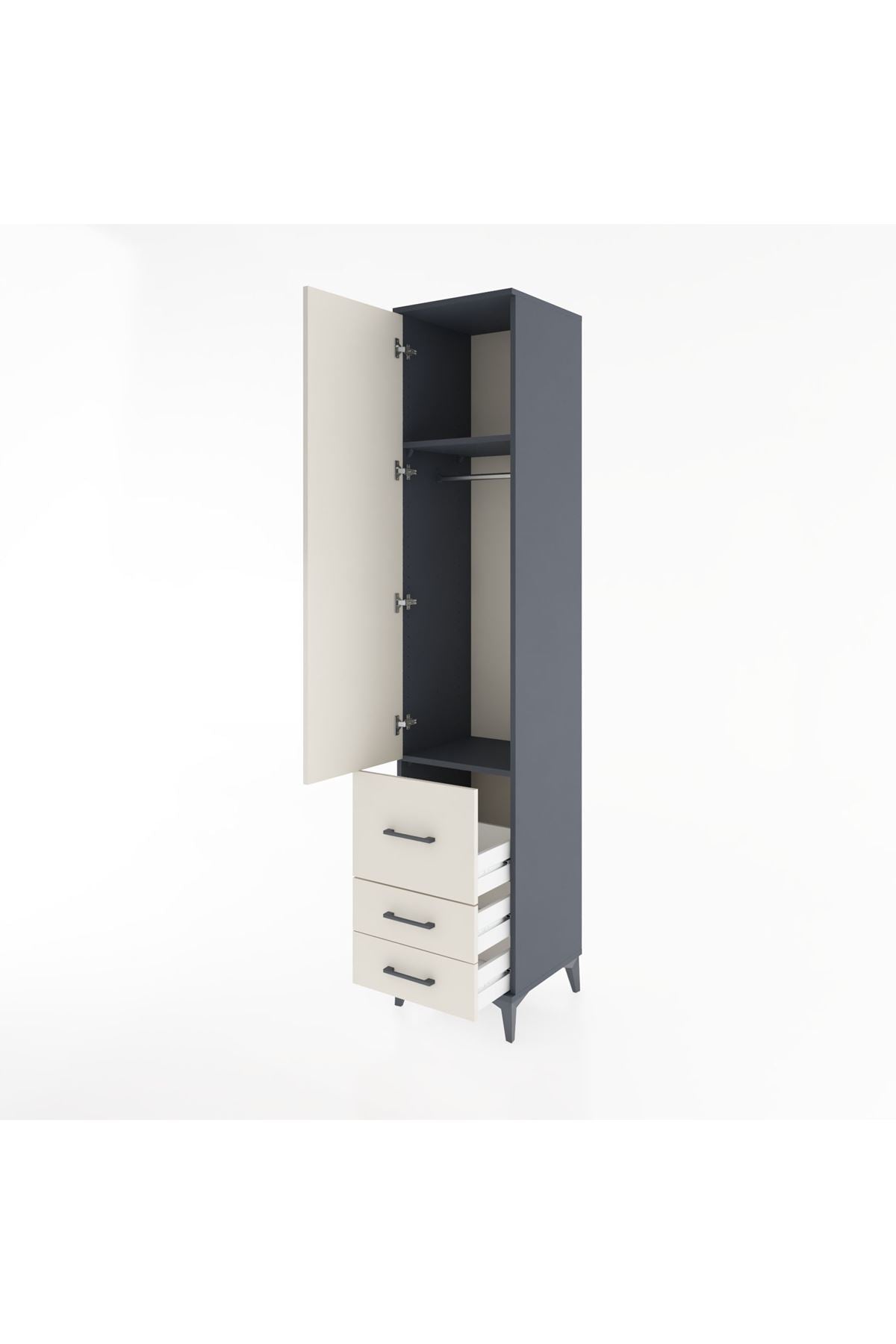 Hyperion Dolap 2 Raflı 3 Çekmeceli Tek Askılı 44x44x221 - S61M039V4B