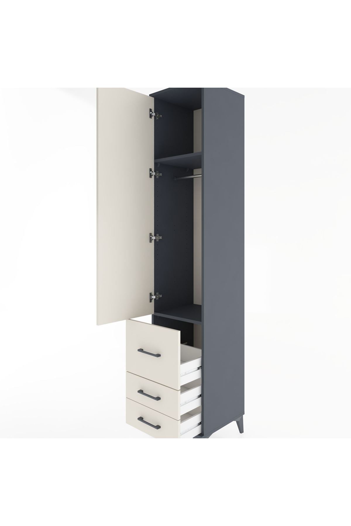 Hyperion Dolap 2 Raflı 3 Çekmeceli Tek Askılı 44x44x221 - S61M039V4B