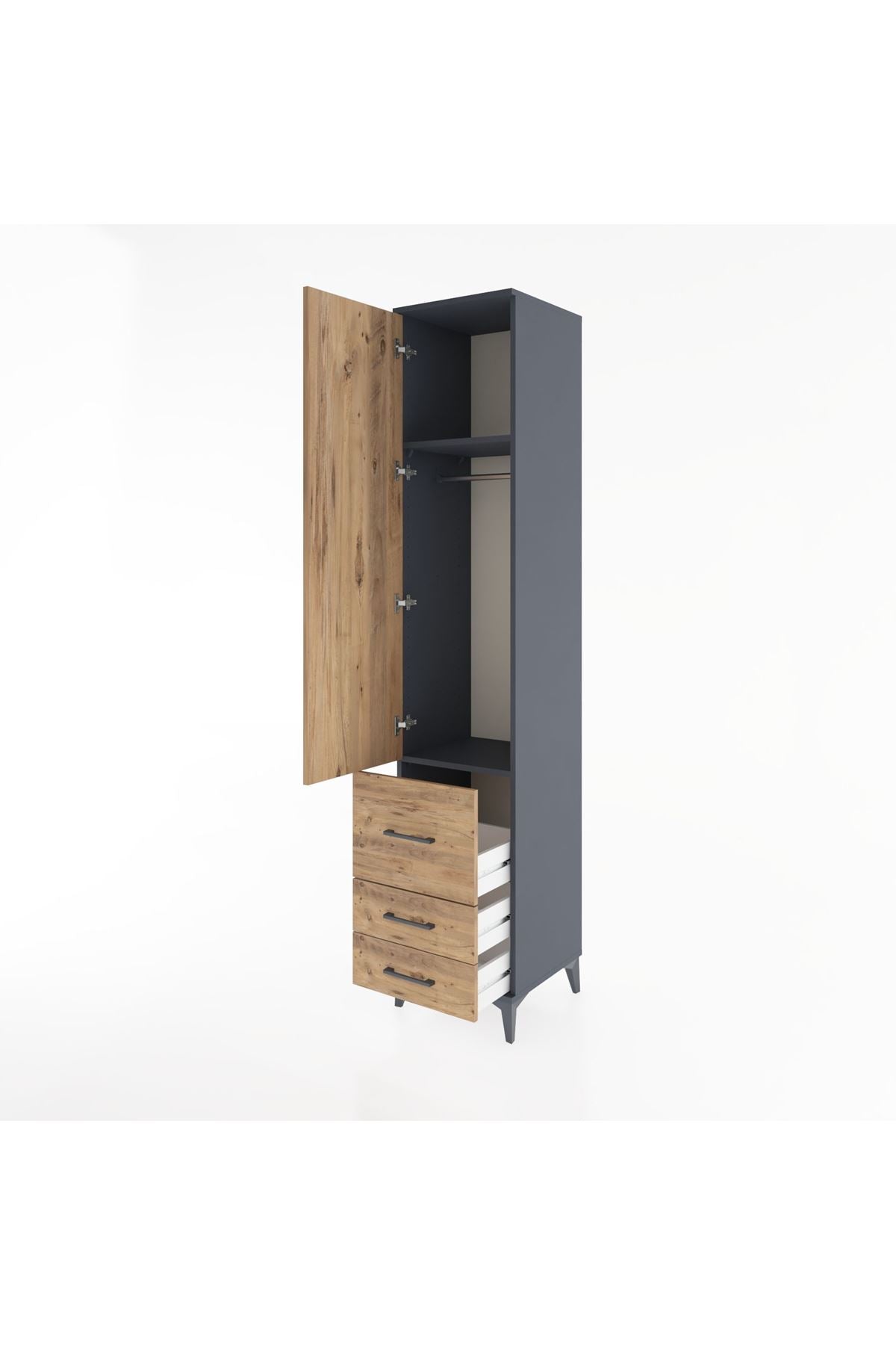 Hyperion Dolap 2 Raflı 3 Çekmeceli Tek Askılı 44x44x221 - S61M039V6B
