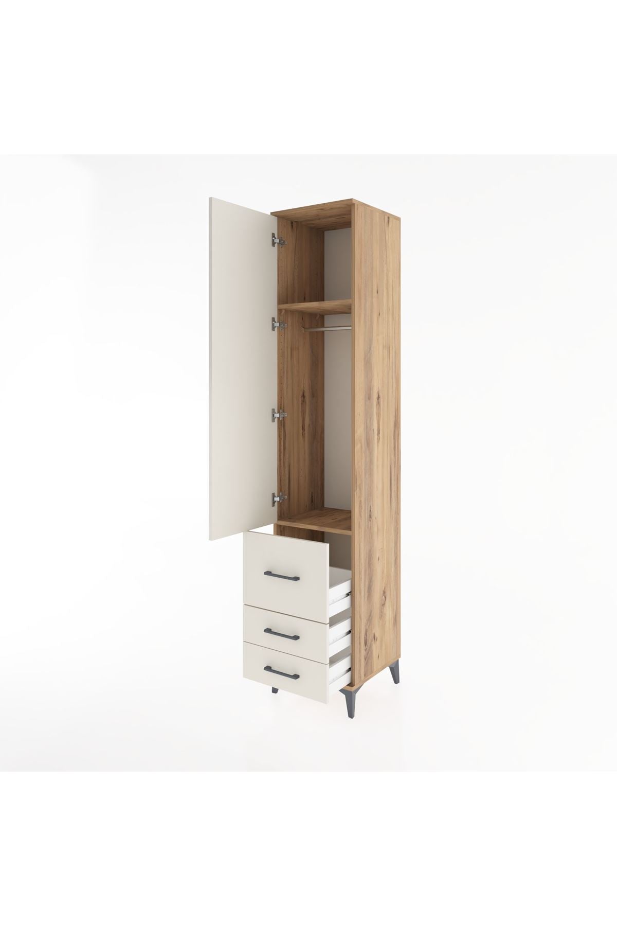 Hyperion Dolap 2 Raflı 3 Çekmeceli Tek Askılı 44x44x221 - S61M039V7B