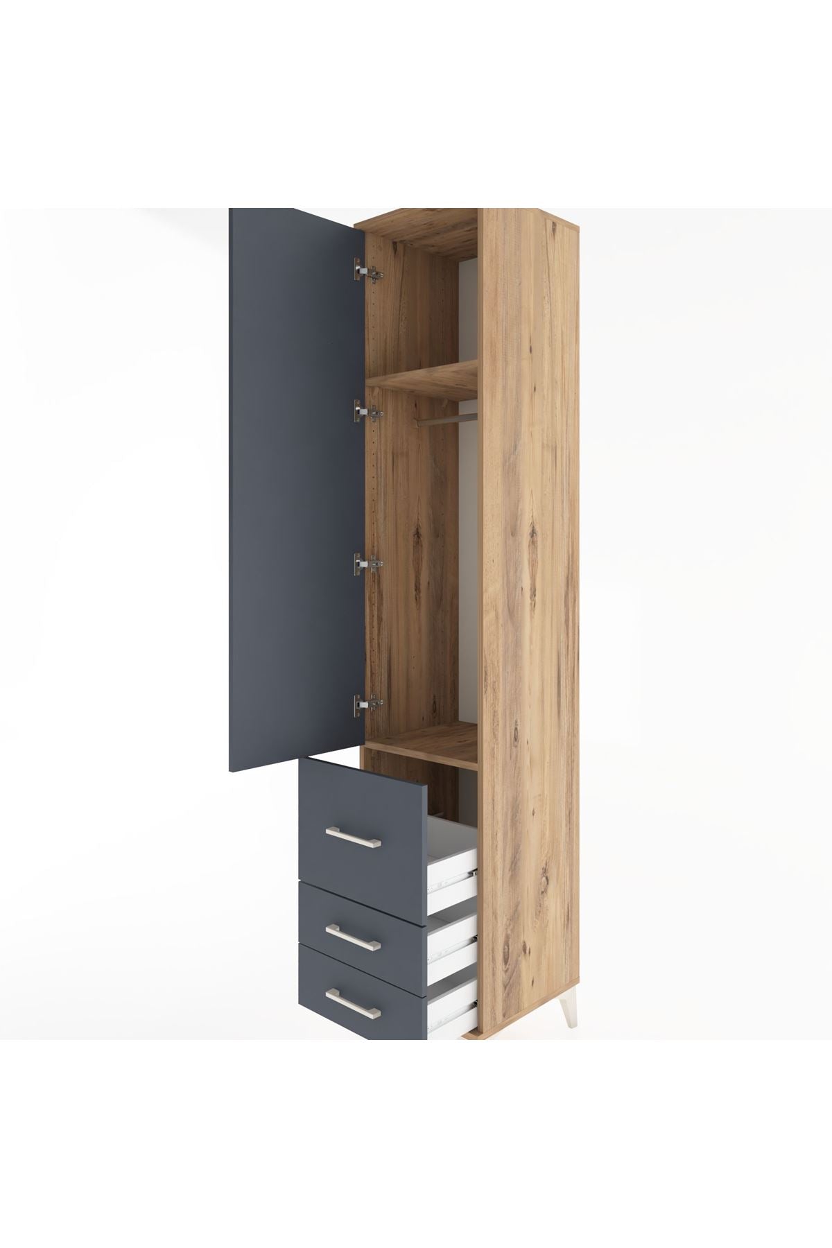 Hyperion Dolap 2 Raflı 3 Çekmeceli Tek Askılı 44x44x221 - S61M039V8B