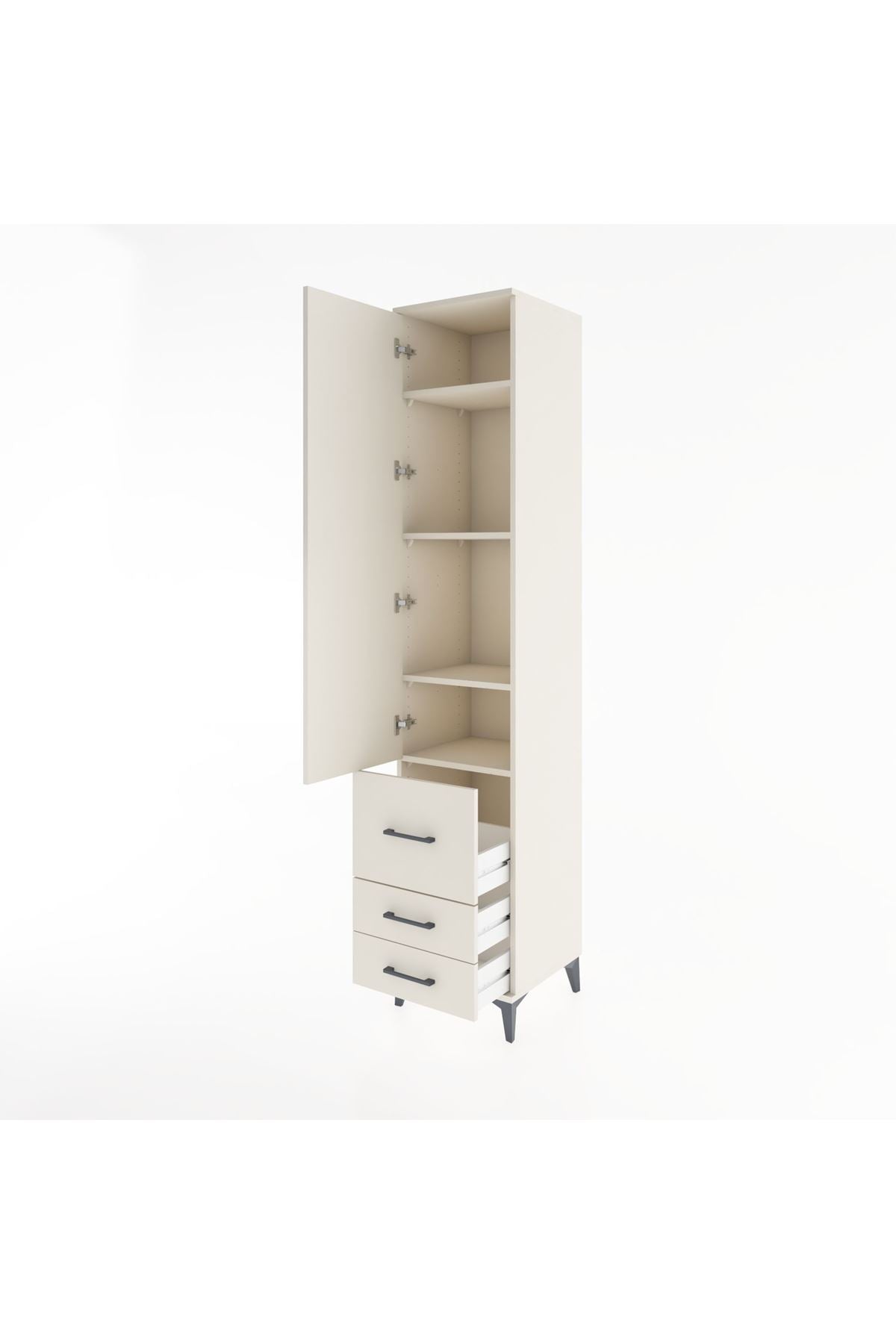 Hyperion Dolap 4 Raflı 3 Çekmeceli Tek Kapaklı 44x44x221 - S61M040V1B