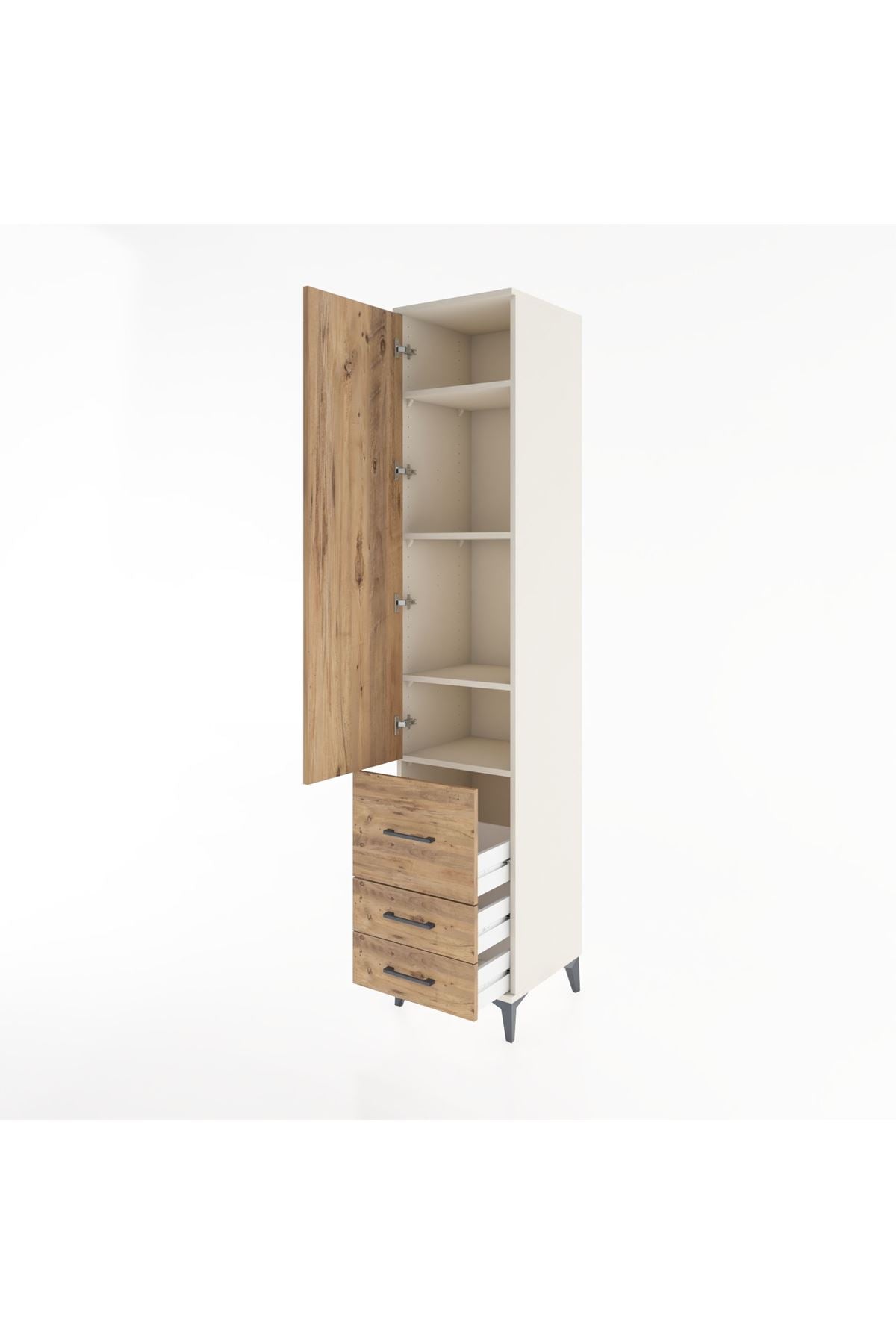 Hyperion Dolap 4 Raflı 3 Çekmeceli Tek Kapaklı 44x44x221 - S61M040V3B