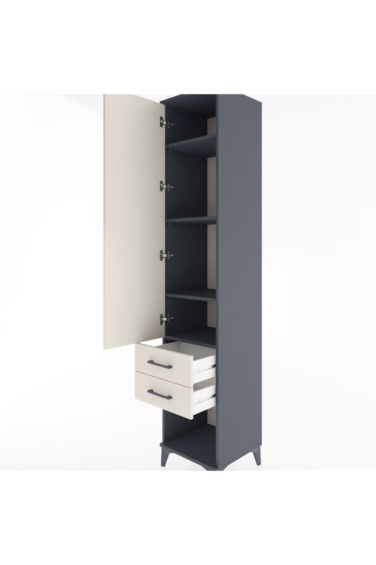Hyperion Dolap 4 Raflı 2 Çekmeceli Tek Kapaklı 44x44x221 - S61M043V4B