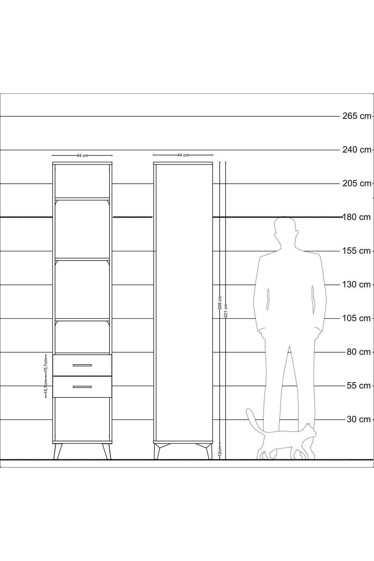 Hyperion Dolap 4 Raflı 2 Çekmeceli 44x44x221 - S61M044V3B