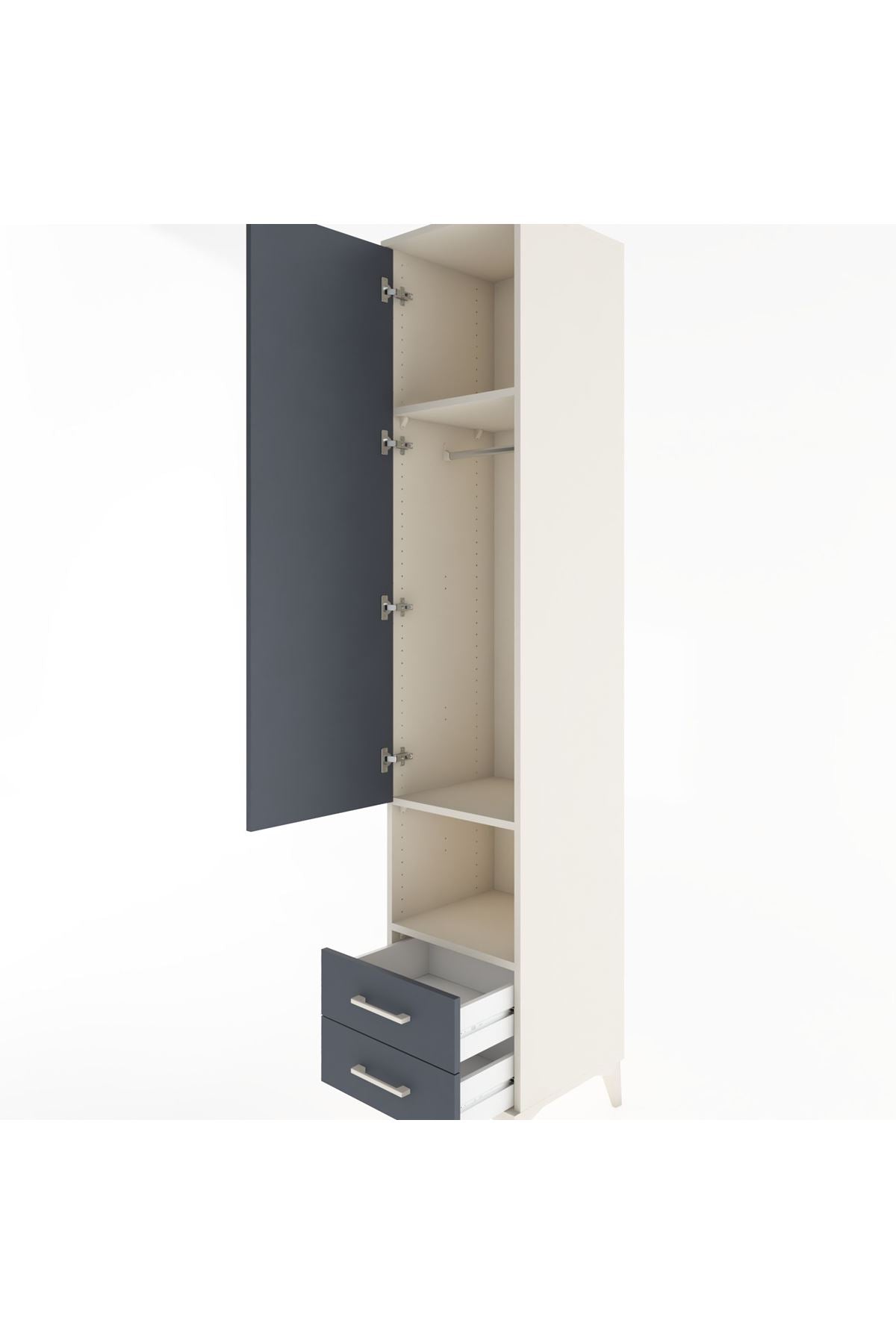 Hyperion Dolap 3 Raflı 2 Çekmeceli Tek Askılı 44x44x221 - S61M045V2B