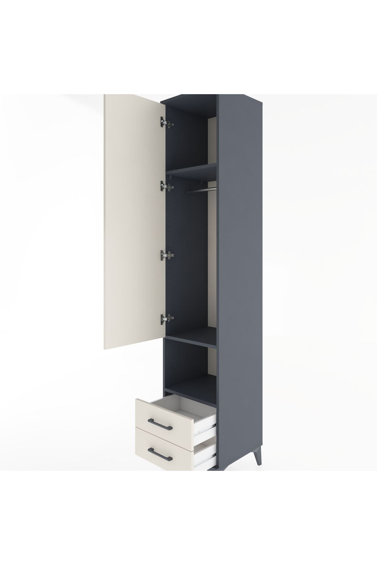 Hyperion Dolap 3 Raflı 2 Çekmeceli Tek Askılı 44x44x221 - S61M045V4B