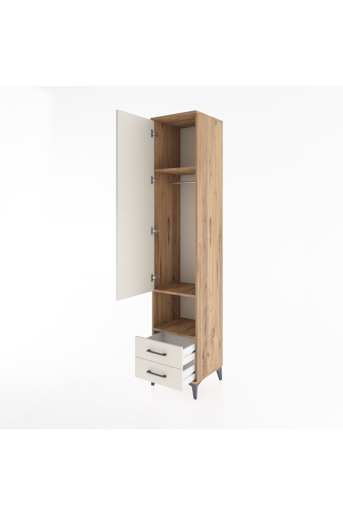 Hyperion Dolap 3 Raflı 2 Çekmeceli Tek Askılı 44x44x221 - S61M045V7B