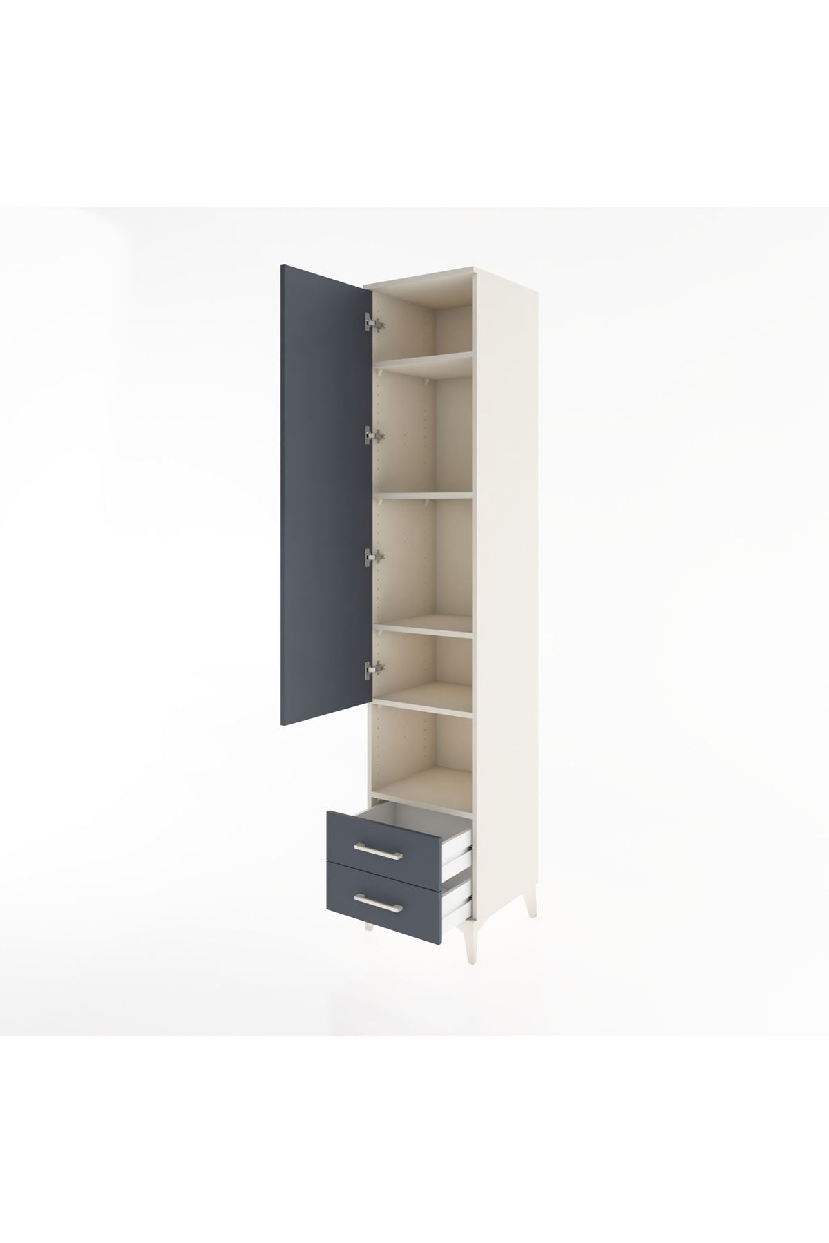 Hyperion Dolap 5 Raflı 2 Çekmeceli Tek Kapaklı 44x44x221 - S61M046V2B