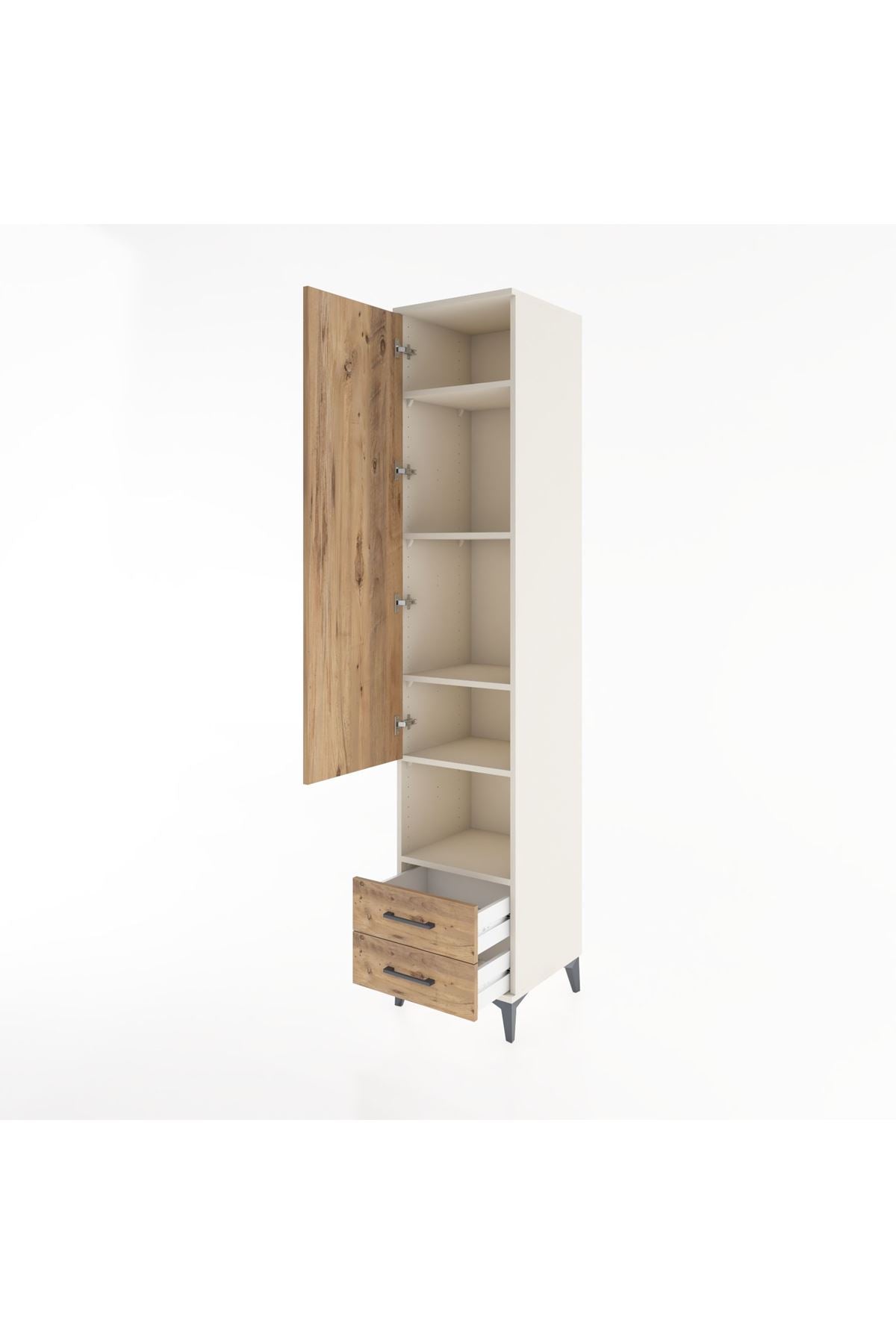 Hyperion Dolap 5 Raflı 2 Çekmeceli Tek Kapaklı 44x44x221 - S61M046V3B