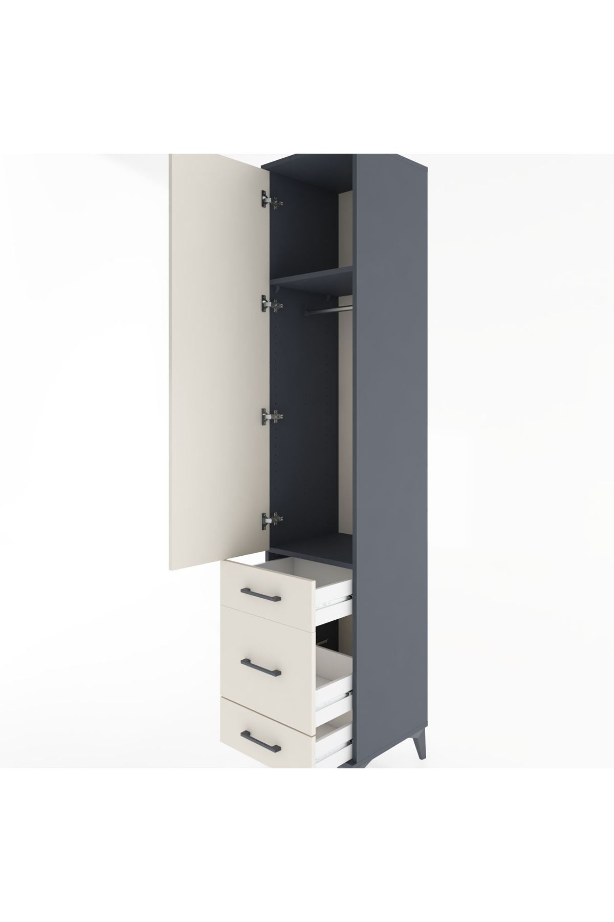 Hyperion Dolap 2 Raflı 3 Çekmeceli Tek Askılı 44x44x221 - S61M048V4B