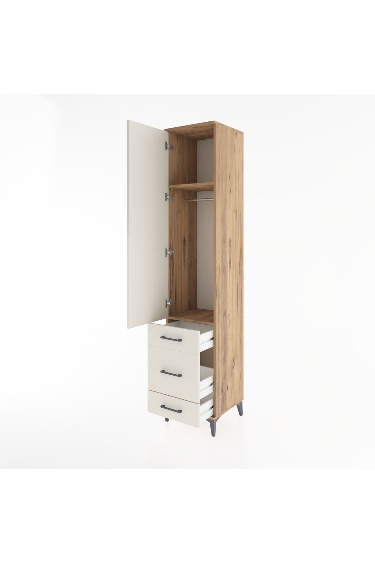 Hyperion Dolap 2 Raflı 3 Çekmeceli Tek Askılı 44x44x221 - S61M048V7B