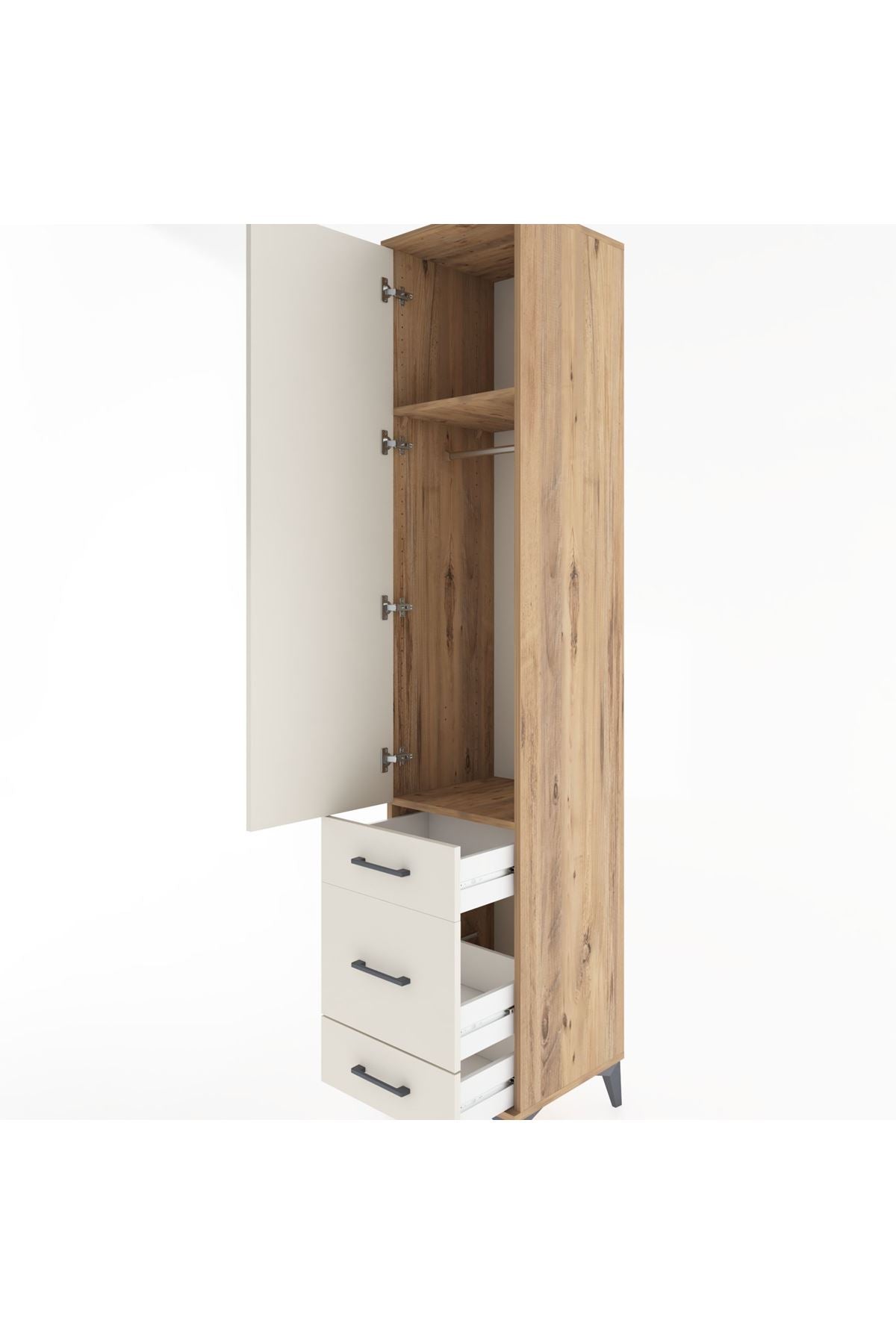 Hyperion Dolap 2 Raflı 3 Çekmeceli Tek Askılı 44x44x221 - S61M048V7B