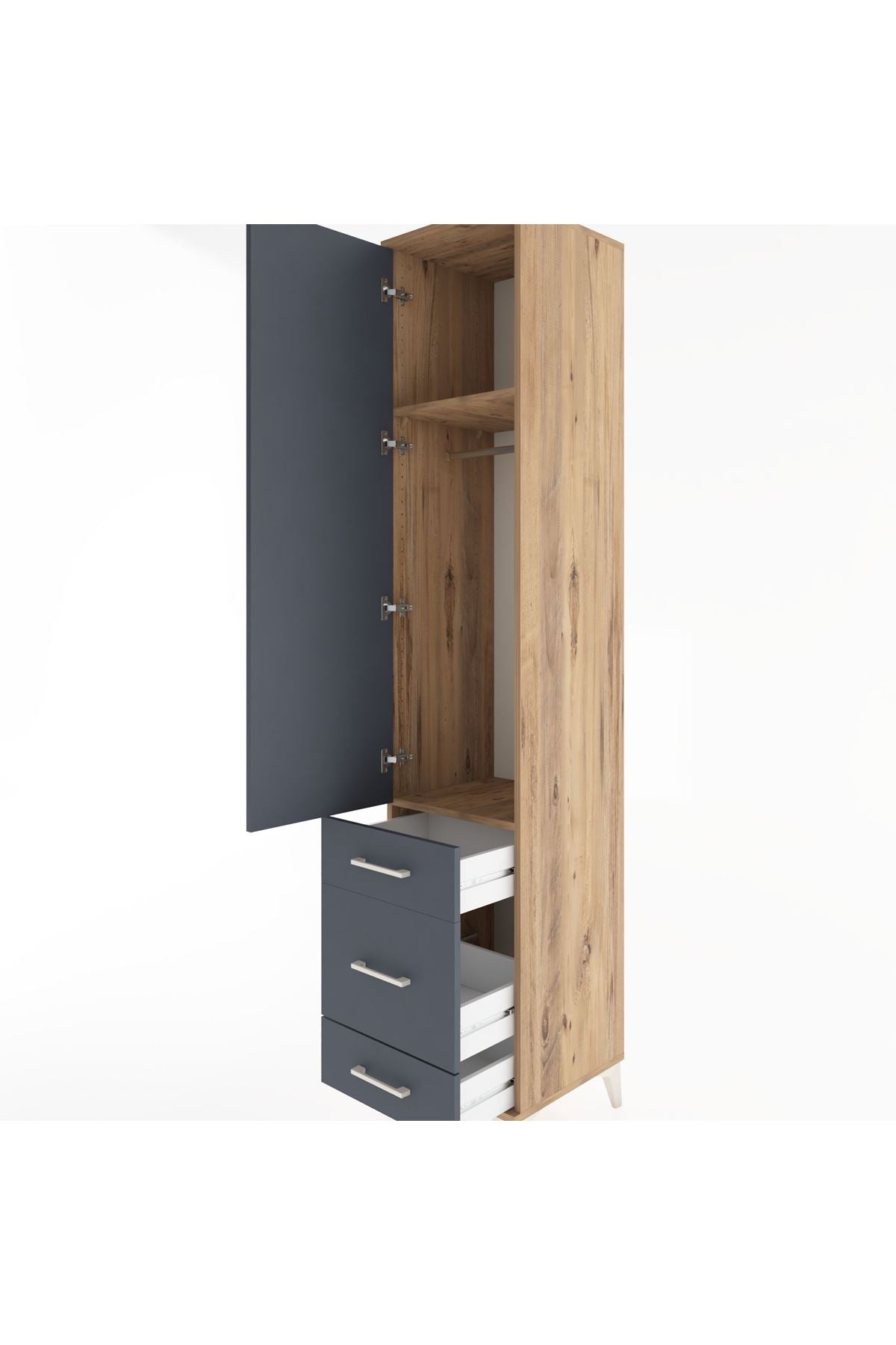 Hyperion Dolap 2 Raflı 3 Çekmeceli Tek Askılı 44x44x221 - S61M048V8B