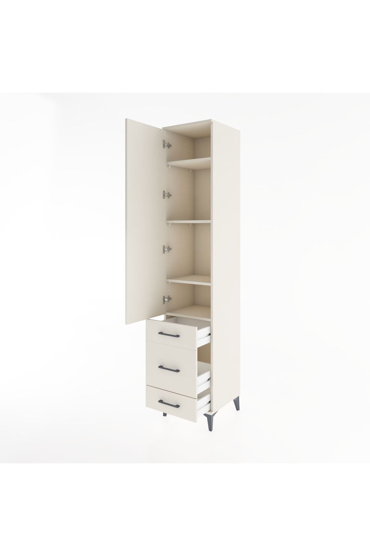Hyperion Dolap 4 Raflı 3 Çekmeceli Tek Kapaklı 44x44x221 - S61M049V1B
