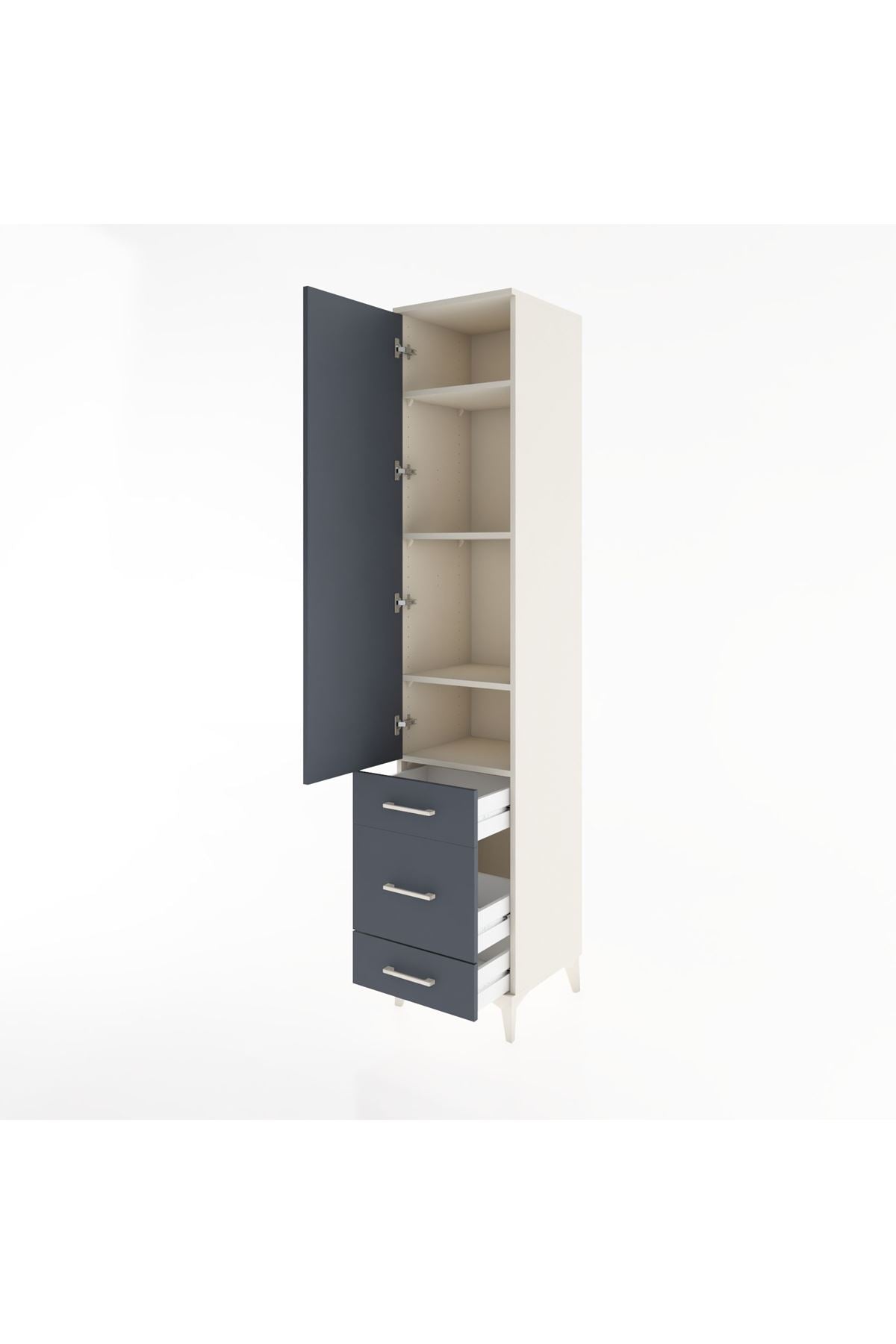 Hyperion Dolap 4 Raflı 3 Çekmeceli Tek Kapaklı 44x44x221 - S61M049V2B