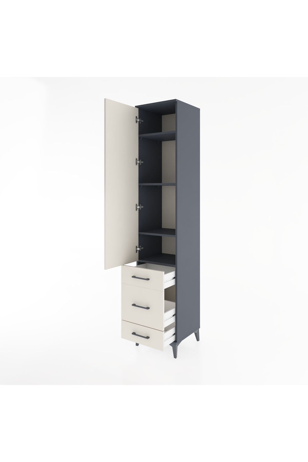 Hyperion Dolap 4 Raflı 3 Çekmeceli Tek Kapaklı 44x44x221 - S61M049V4B