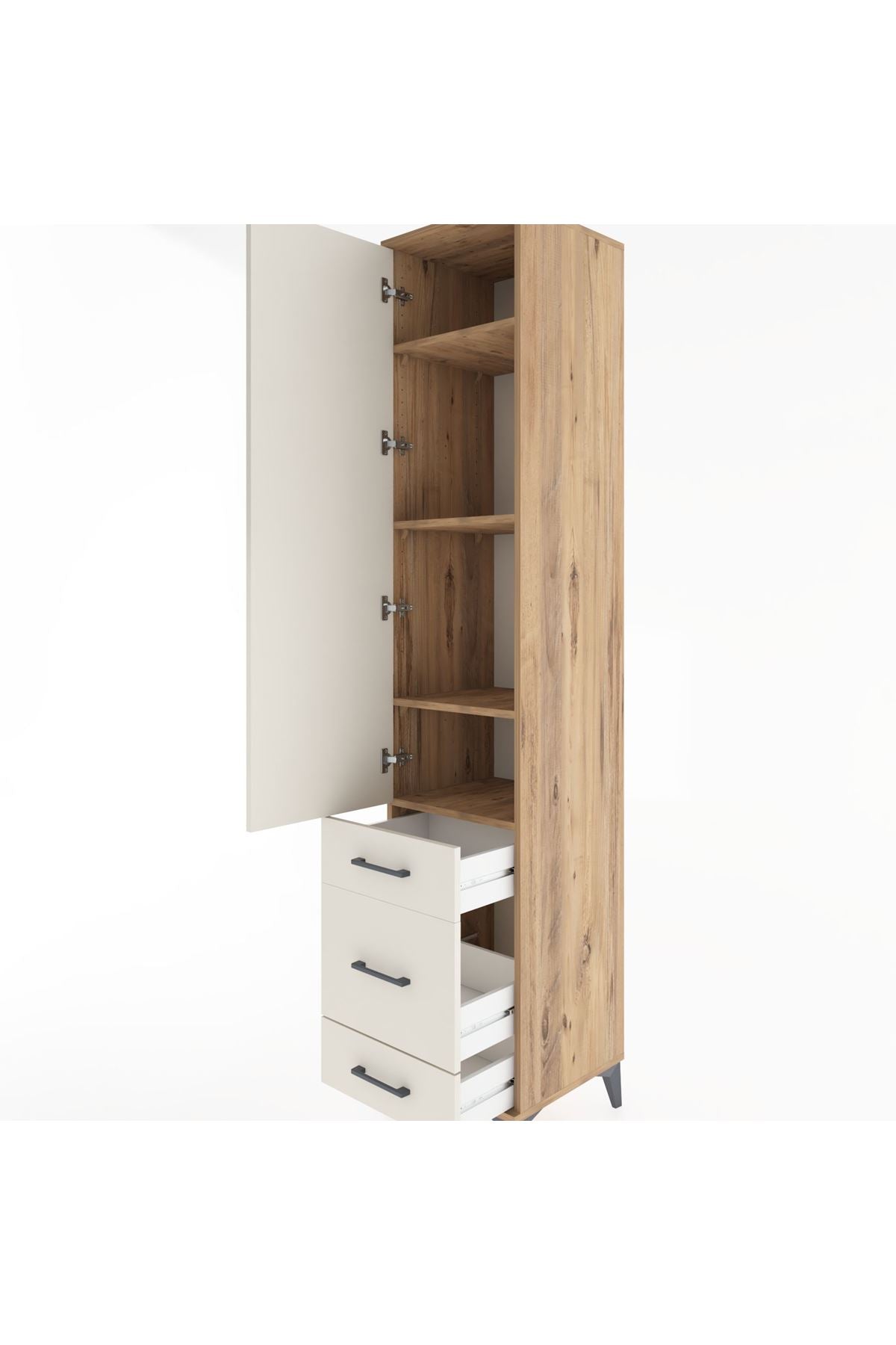 Hyperion Dolap 4 Raflı 3 Çekmeceli Tek Kapaklı 44x44x221 - S61M049V7B