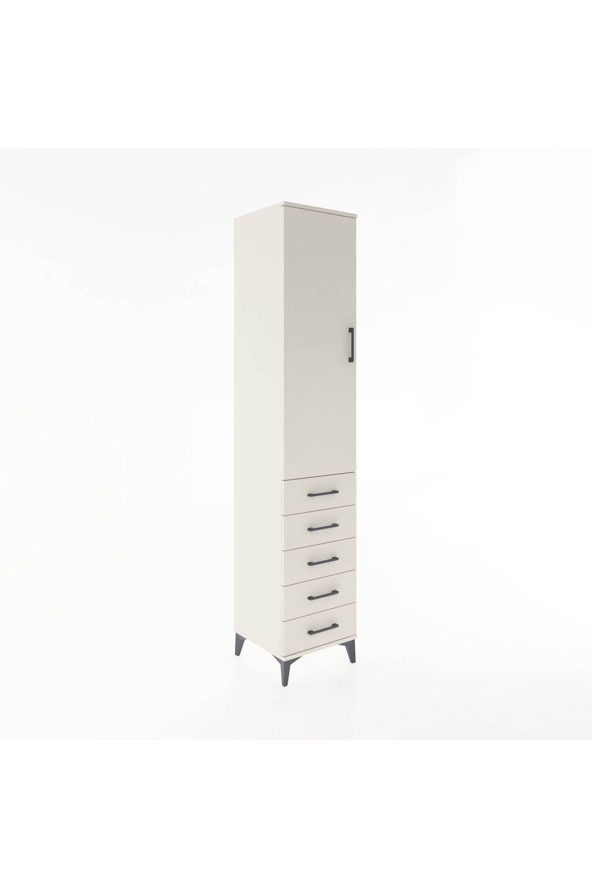 Hyperion Dolap 3 Raflı 5 Çekmeceli Tek Kapaklı 44x44x221 - S61M056V1B