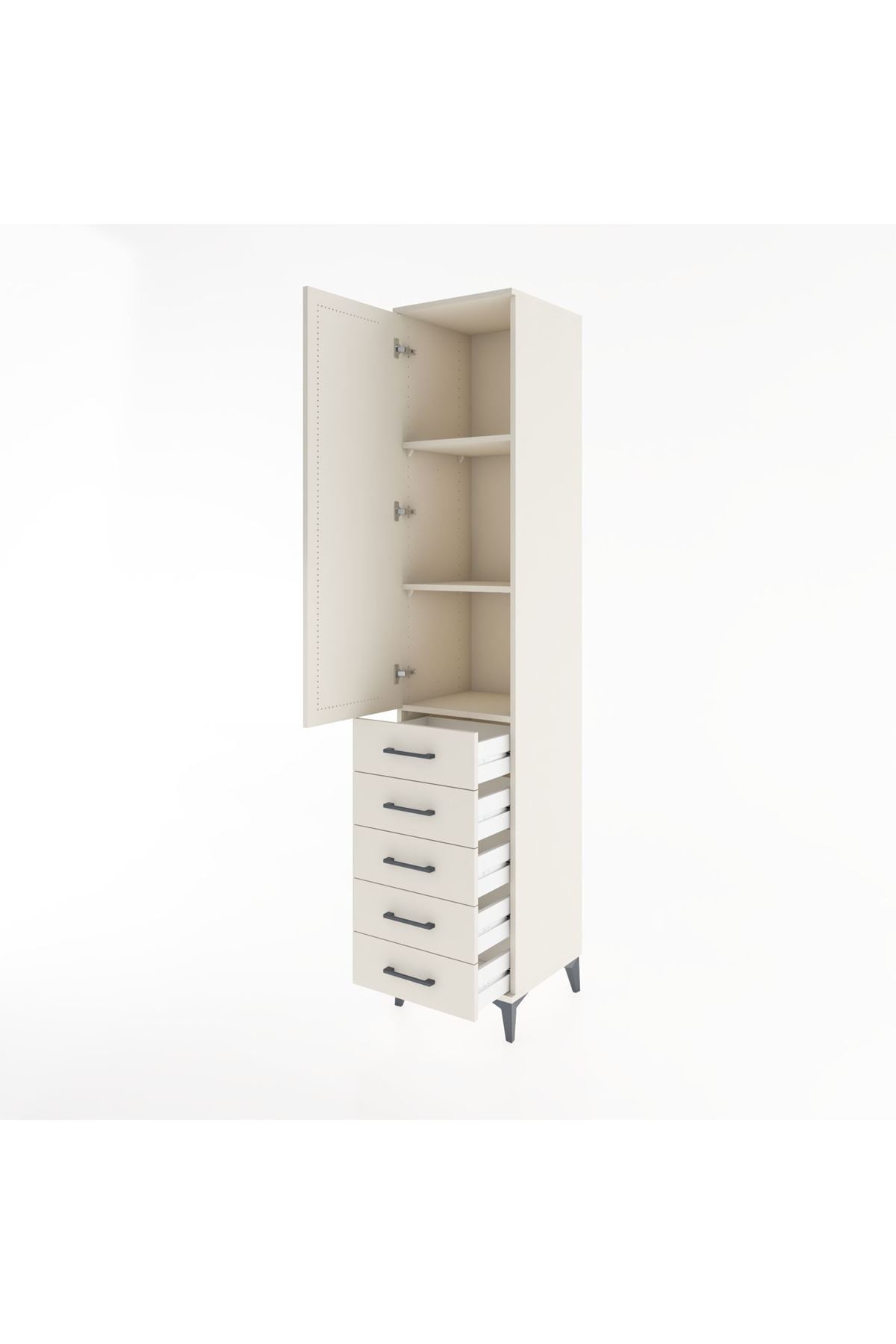 Hyperion Dolap 3 Raflı 5 Çekmeceli Tek Kapaklı 44x44x221 - S61M056V1B