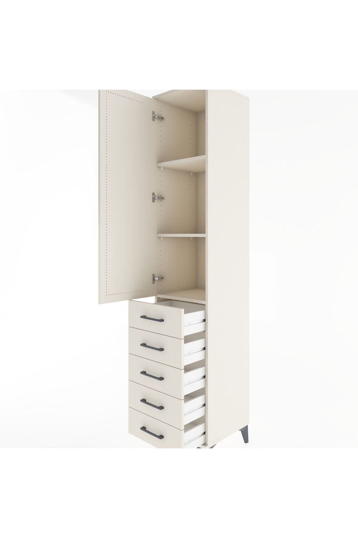 Hyperion Dolap 3 Raflı 5 Çekmeceli Tek Kapaklı 44x44x221 - S61M056V1B