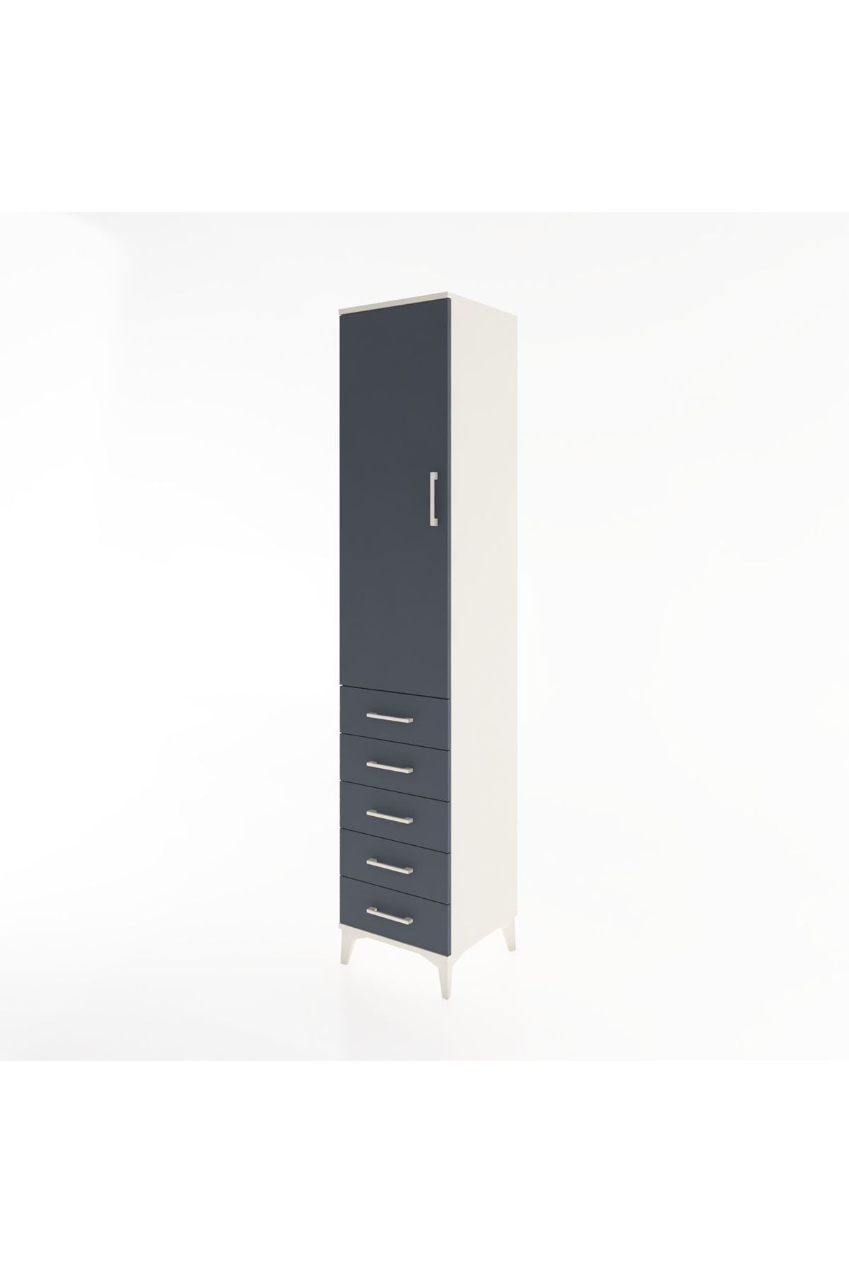 Hyperion Dolap 3 Raflı 5 Çekmeceli Tek Kapaklı 44x44x221 - S61M056V2B