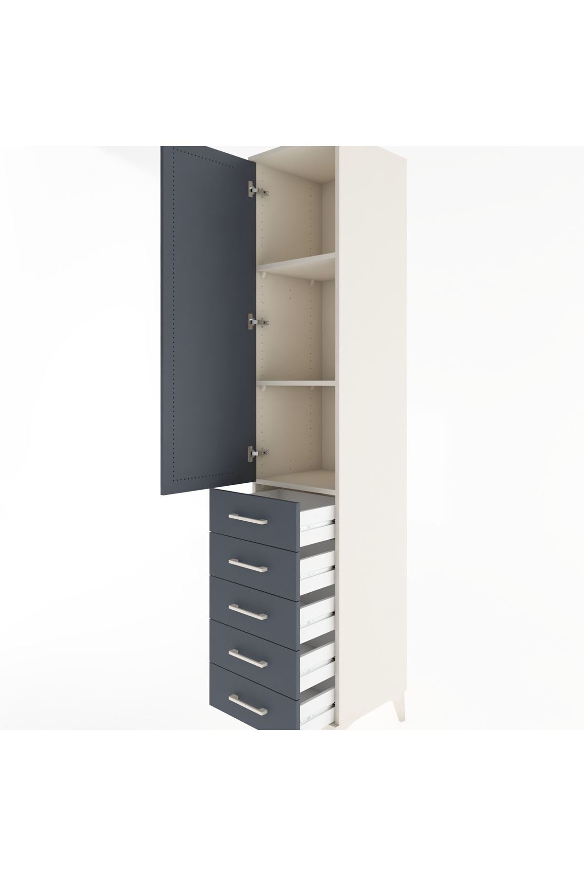 Hyperion Dolap 3 Raflı 5 Çekmeceli Tek Kapaklı 44x44x221 - S61M056V2B