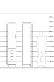 Hyperion Dolap 3 Raflı 5 Çekmeceli Tek Kapaklı 44x44x221 - S61M056V2B
