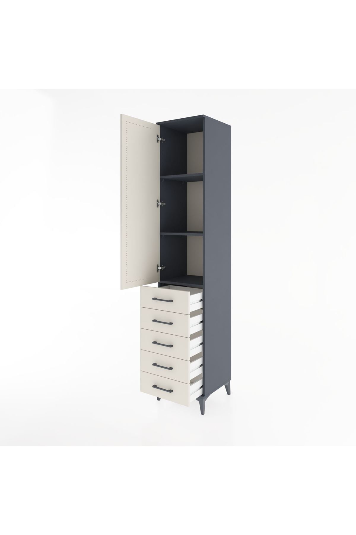 Hyperion Dolap 3 Raflı 5 Çekmeceli Tek Kapaklı 44x44x221 - S61M056V4B