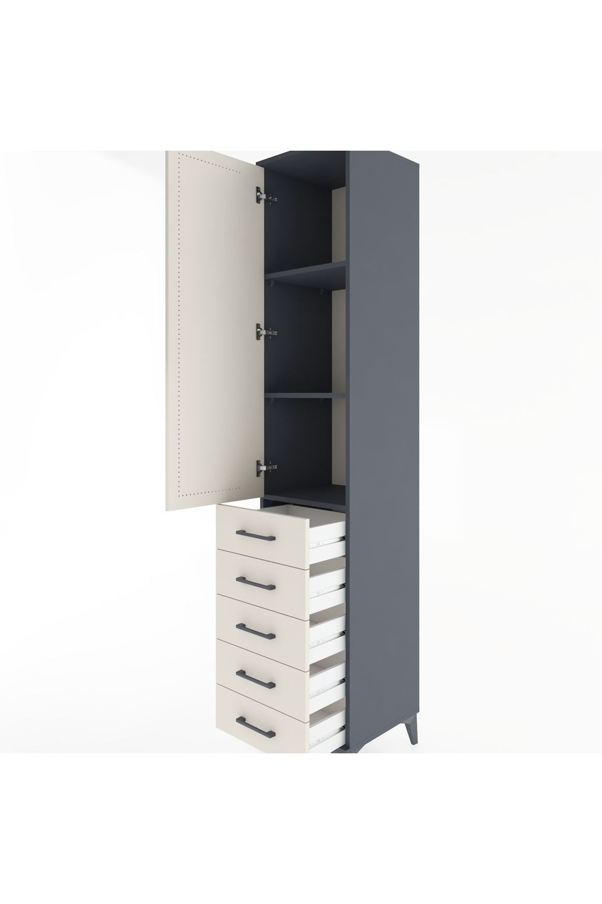 Hyperion Dolap 3 Raflı 5 Çekmeceli Tek Kapaklı 44x44x221 - S61M056V4B