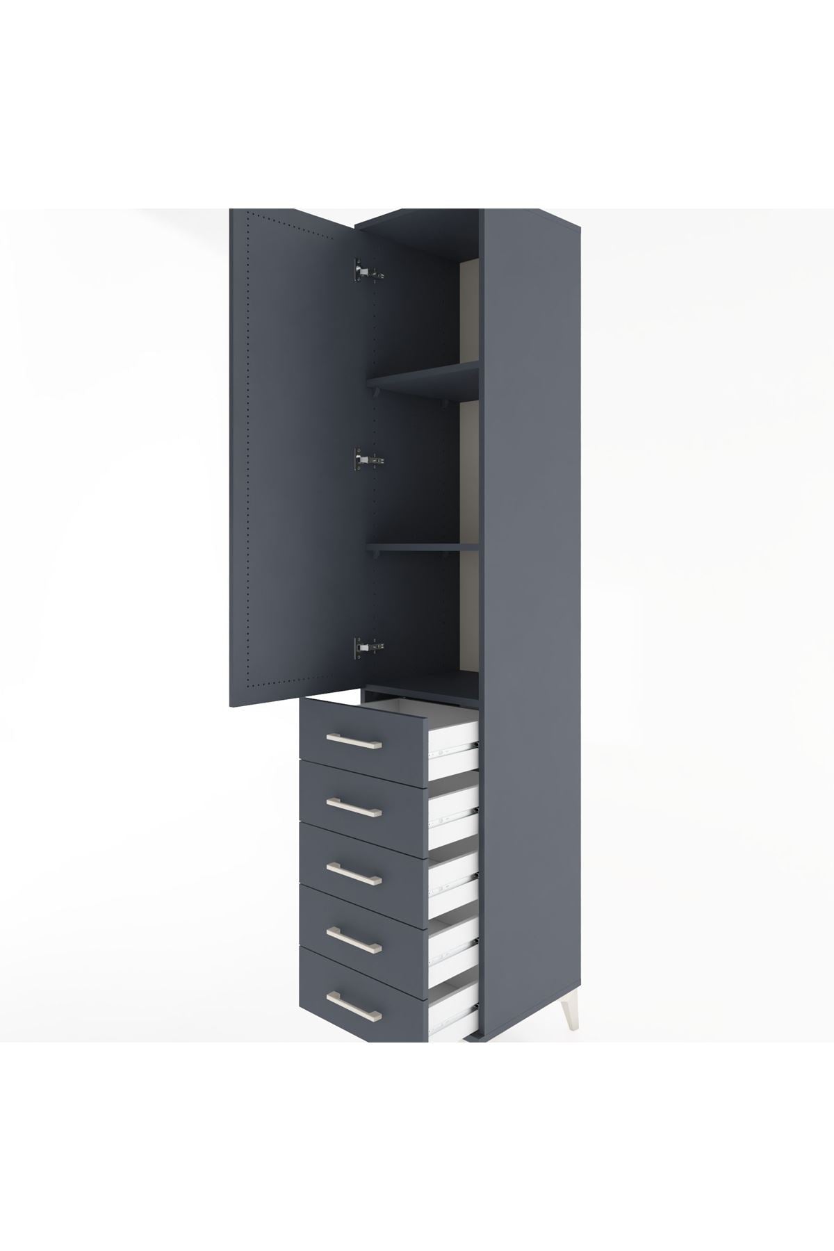 Hyperion Dolap 3 Raflı 5 Çekmeceli Tek Kapaklı 44x44x221 - S61M056V5B