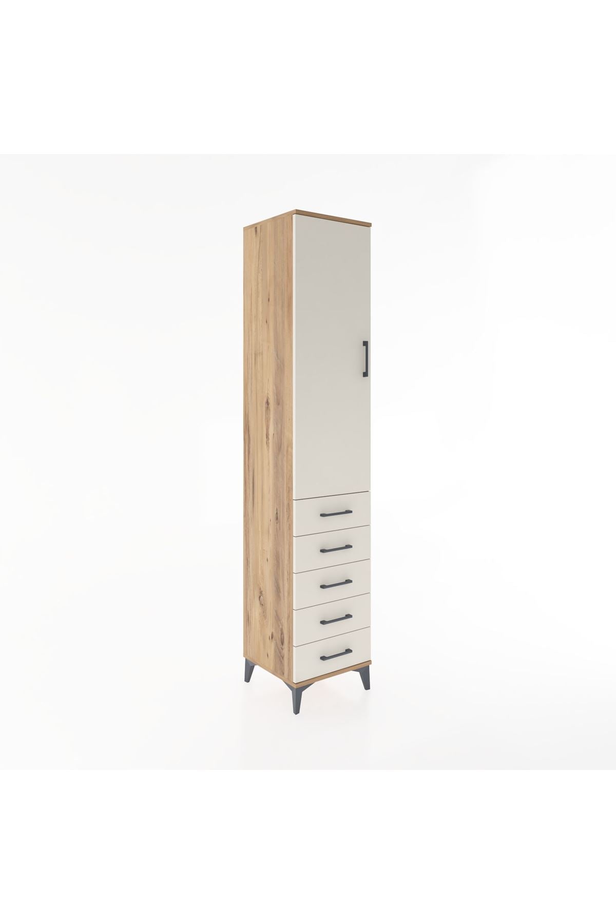 Hyperion Dolap 3 Raflı 5 Çekmeceli Tek Kapaklı 44x44x221 - S61M056V7B