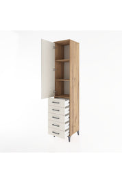 Hyperion Dolap 3 Raflı 5 Çekmeceli Tek Kapaklı 44x44x221 - S61M056V7B