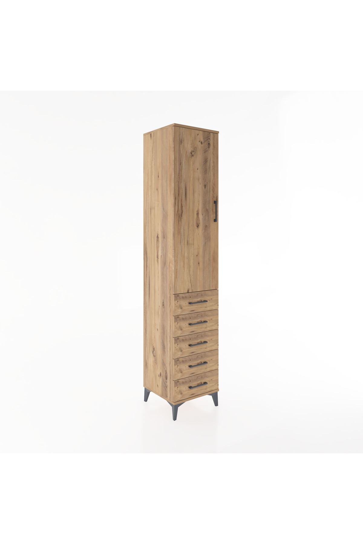 Hyperion Dolap 3 Raflı 5 Çekmeceli Tek Kapaklı 44x44x221 - S61M056V9B